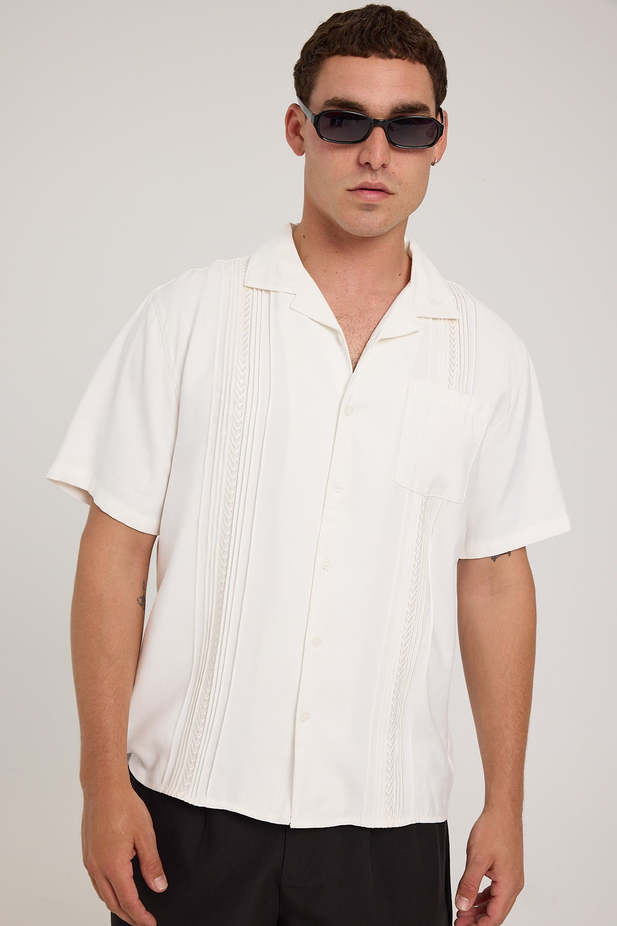 Common Need Emerson Bowler Resort Shirt White