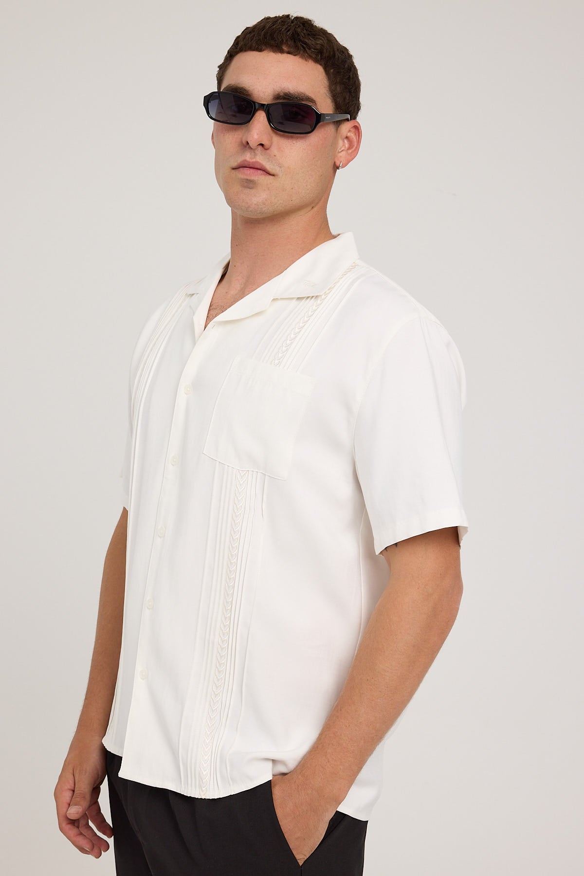 Common Need Emerson Bowler Resort Shirt White