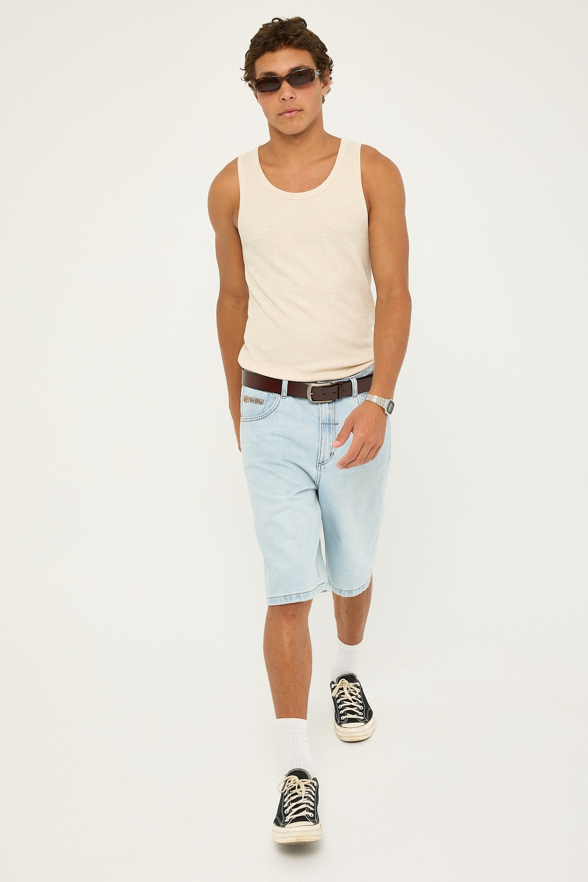 Thrills Gazed Big Slacker Denim Short Gazed Blue