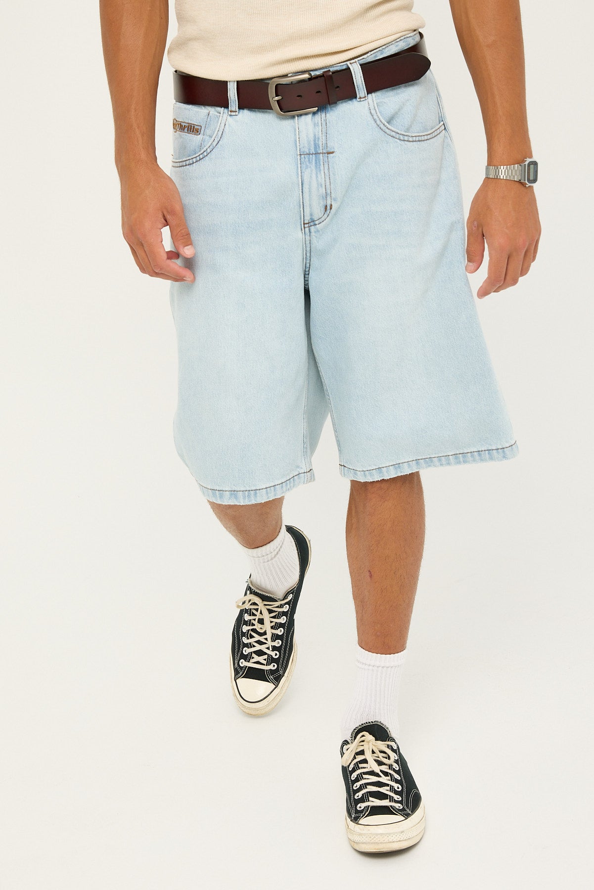 Thrills Gazed Big Slacker Denim Short Gazed Blue