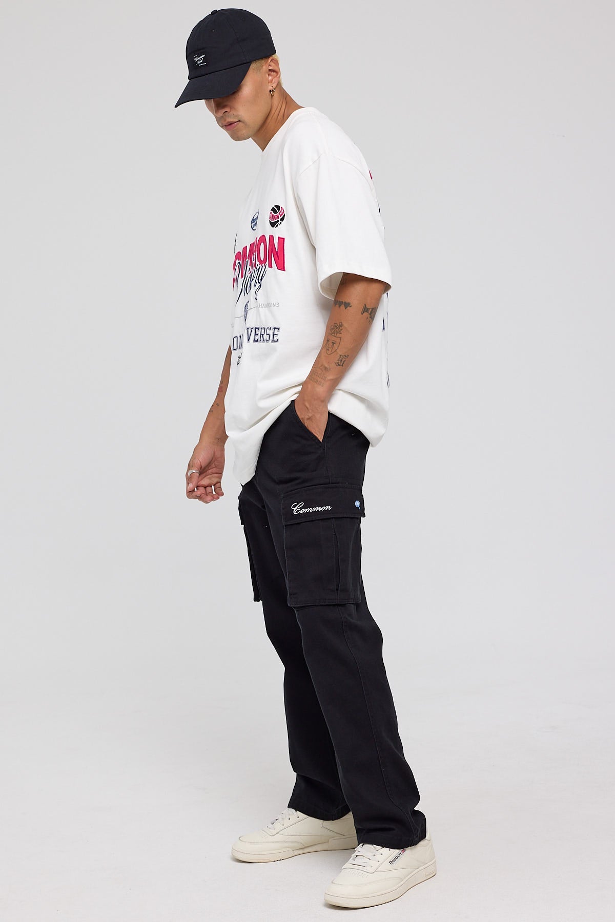 Common Need Vinyl Cargo Pant Washed Black