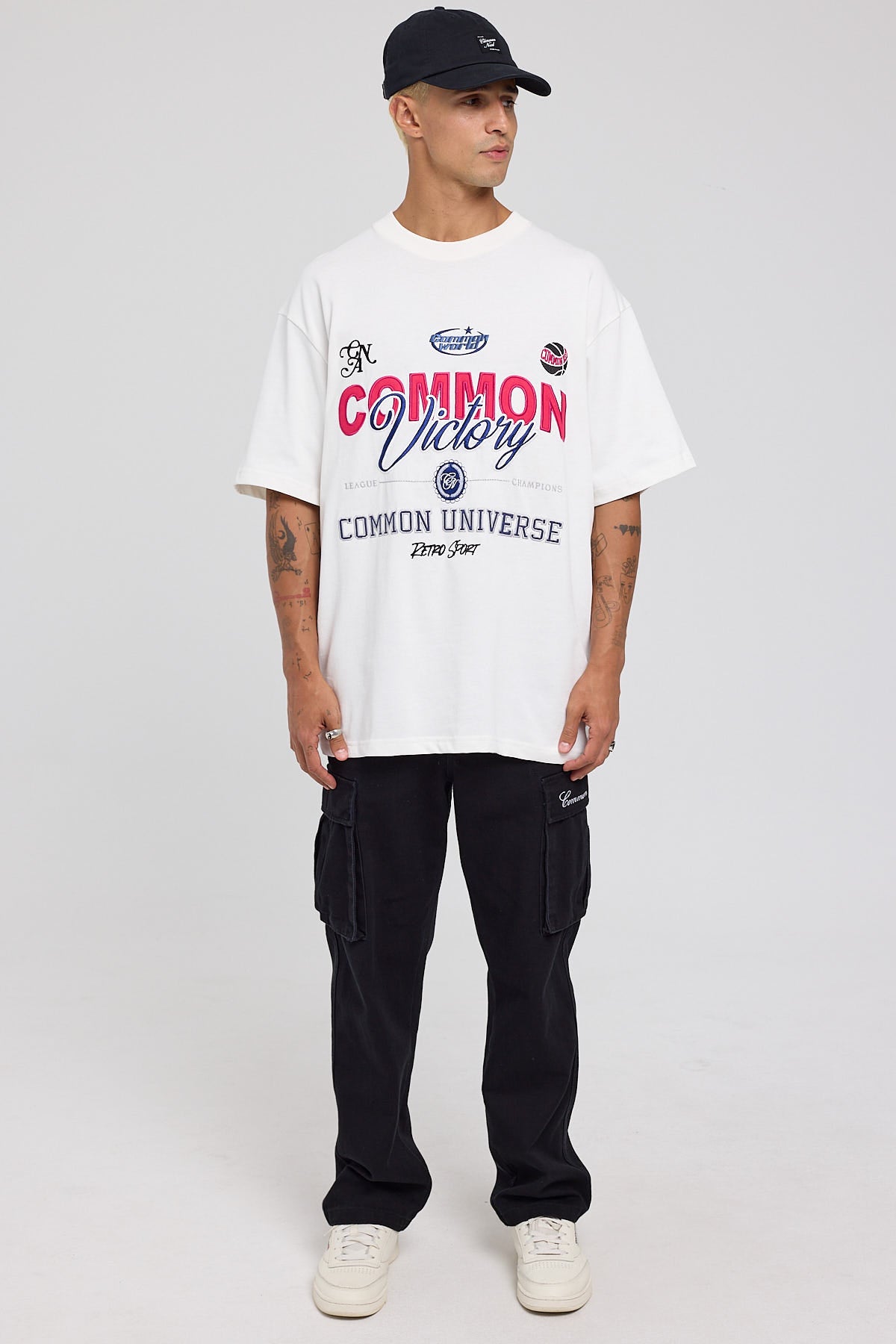 Common Need Vinyl Cargo Pant Washed Black