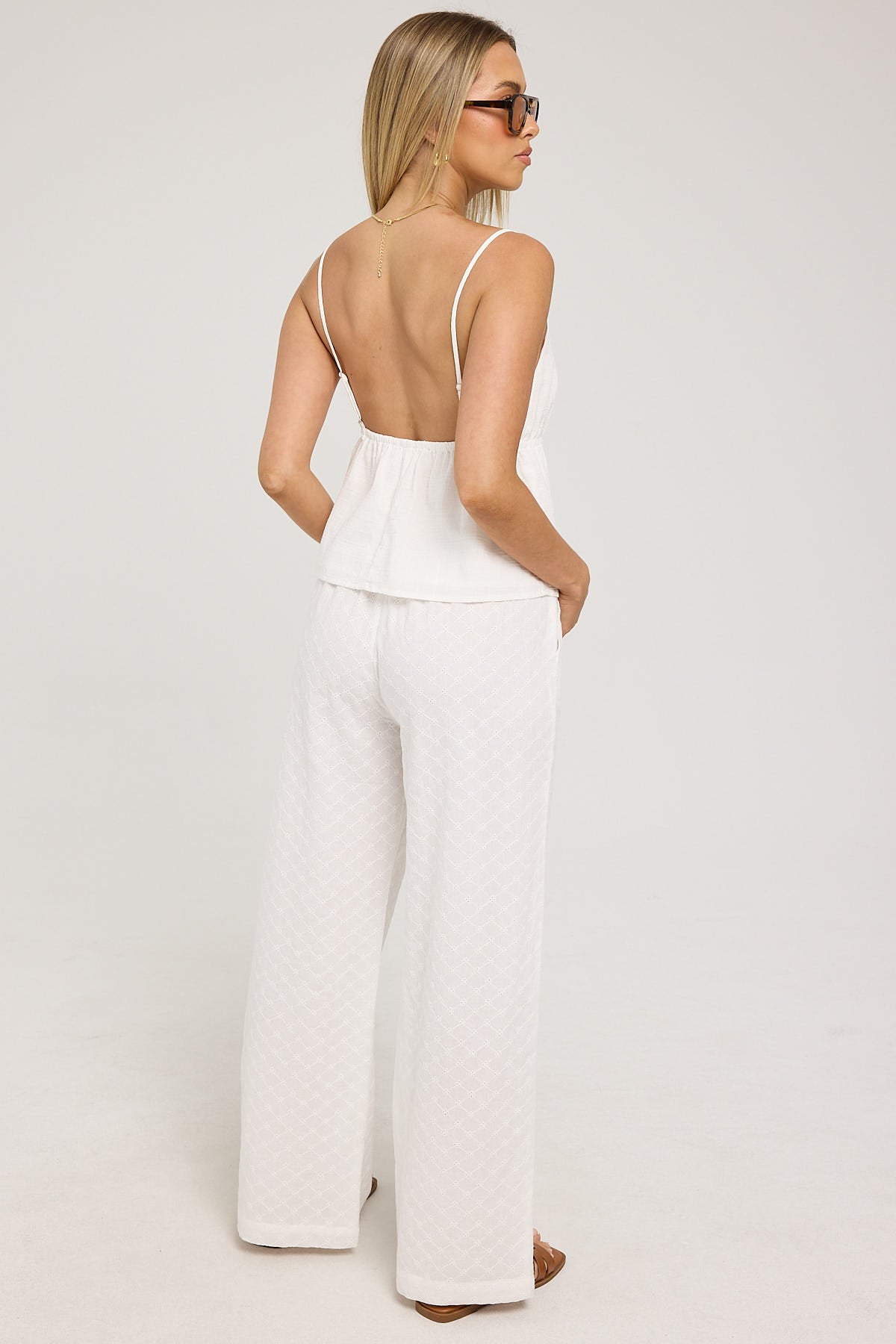 Luck & Trouble Gracie Broderie Pant White