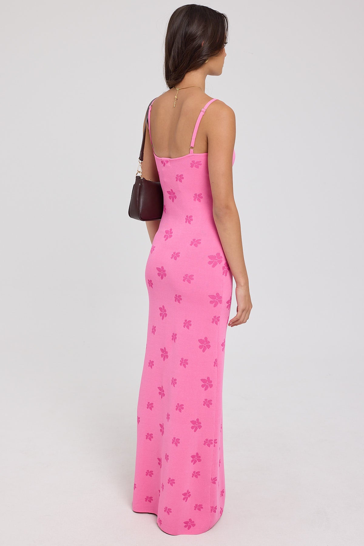 Luck & Trouble Cabo Floral Knit Maxi Dress Pink