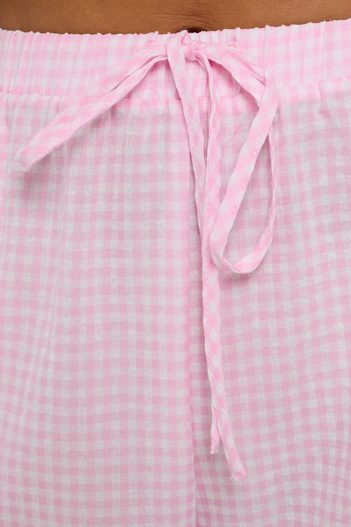 Luck & Trouble Sunny Side Elasticated Gingham Pants Pink Gingham