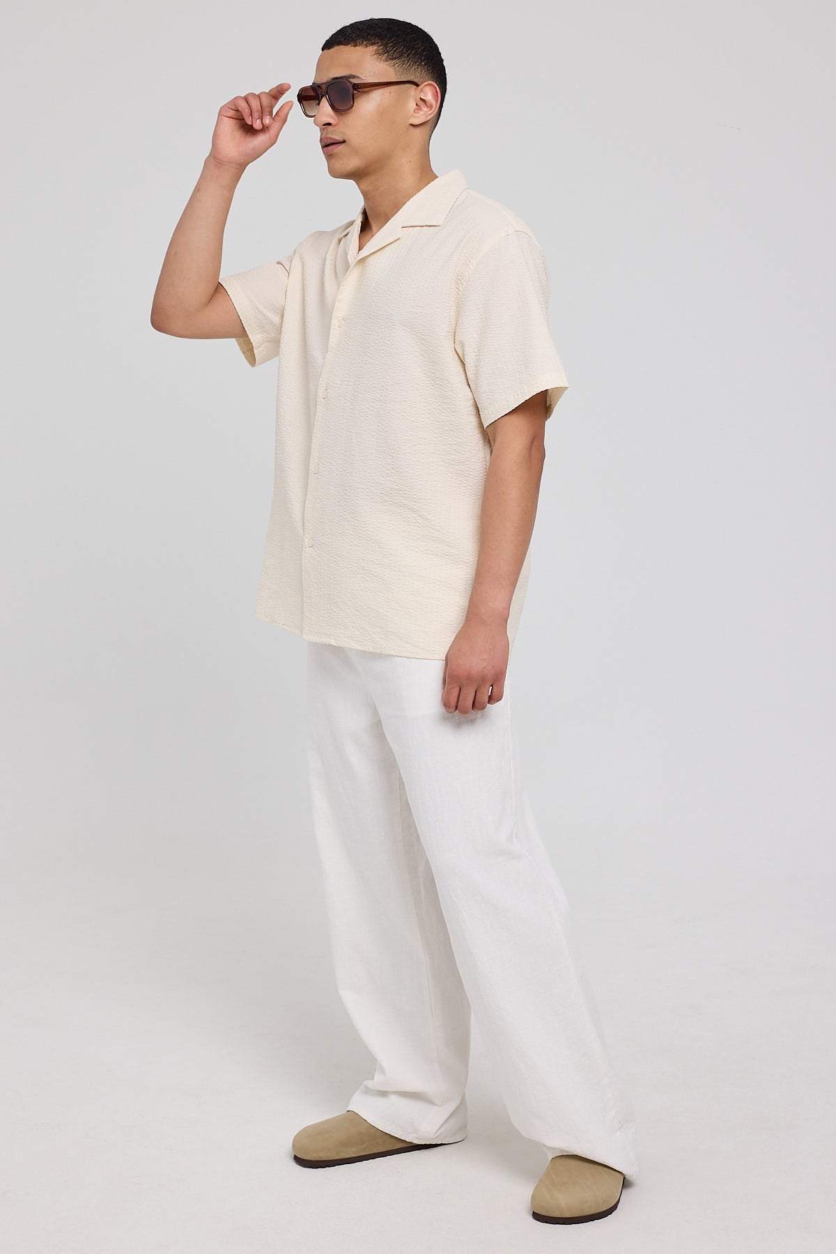 Common Need Sorrento Baggy Linen Pant White