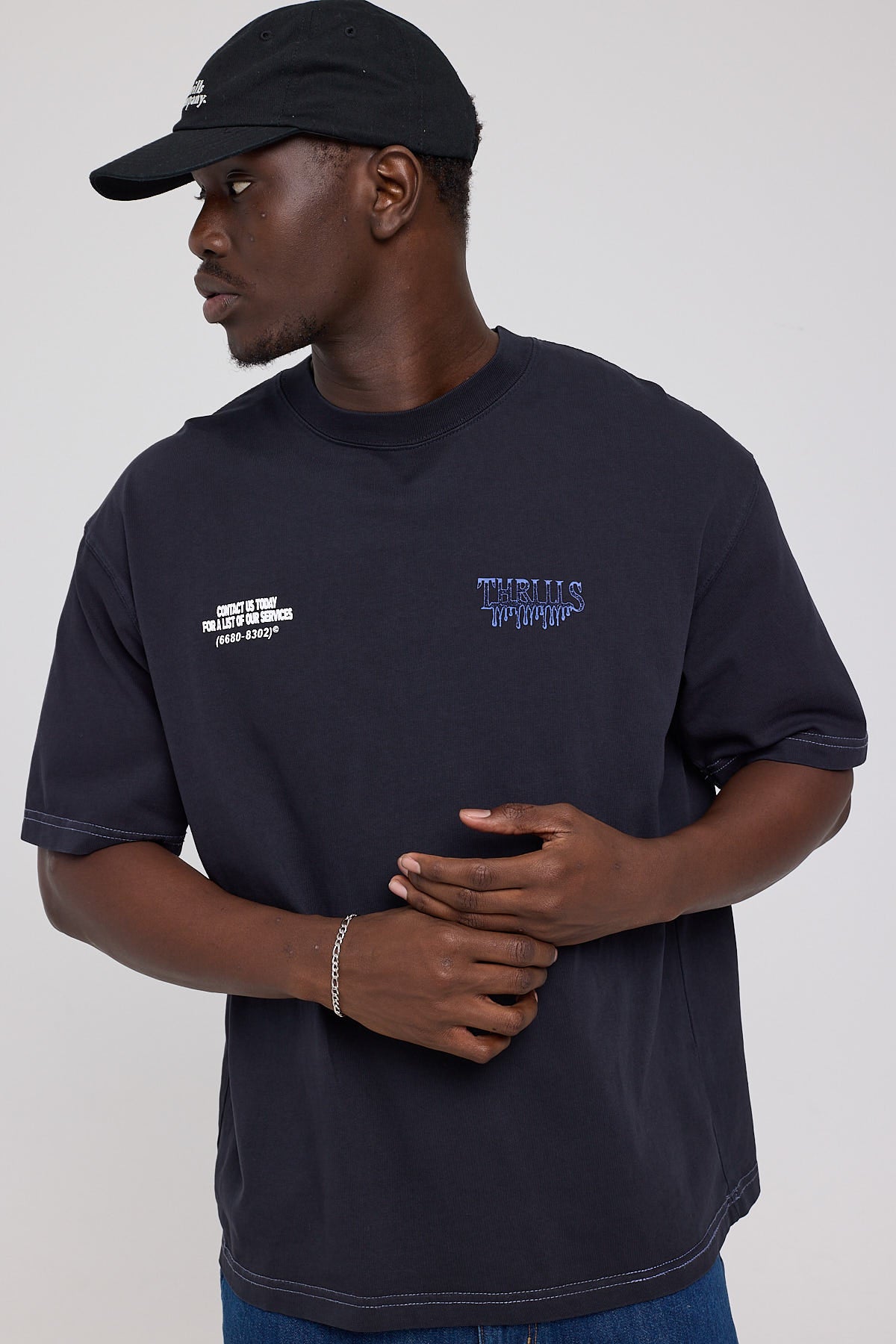 Thrills Dispatch Box Fit Oversize Short Tee Dark Navy