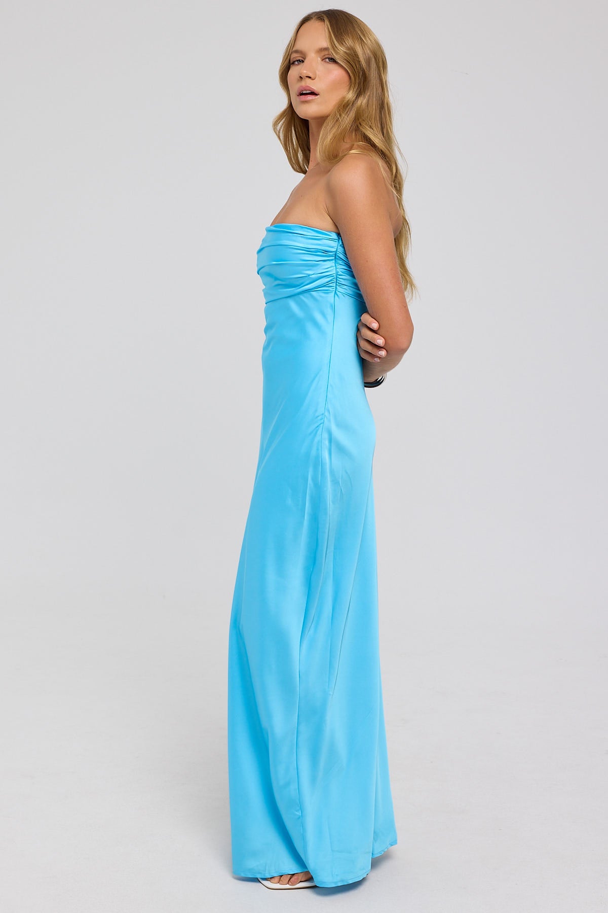 Perfect Stranger Corrie Strapless Maxi Dress Blue