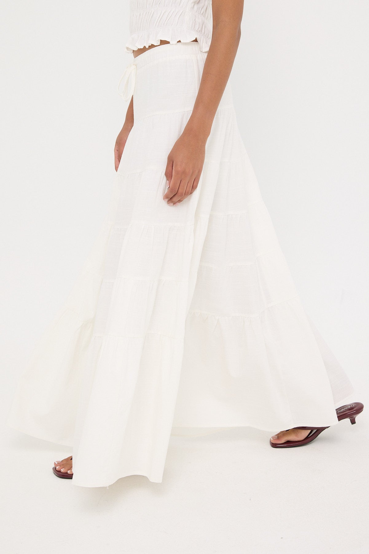 Luck & Trouble Vera Tiered Maxi Skirt White