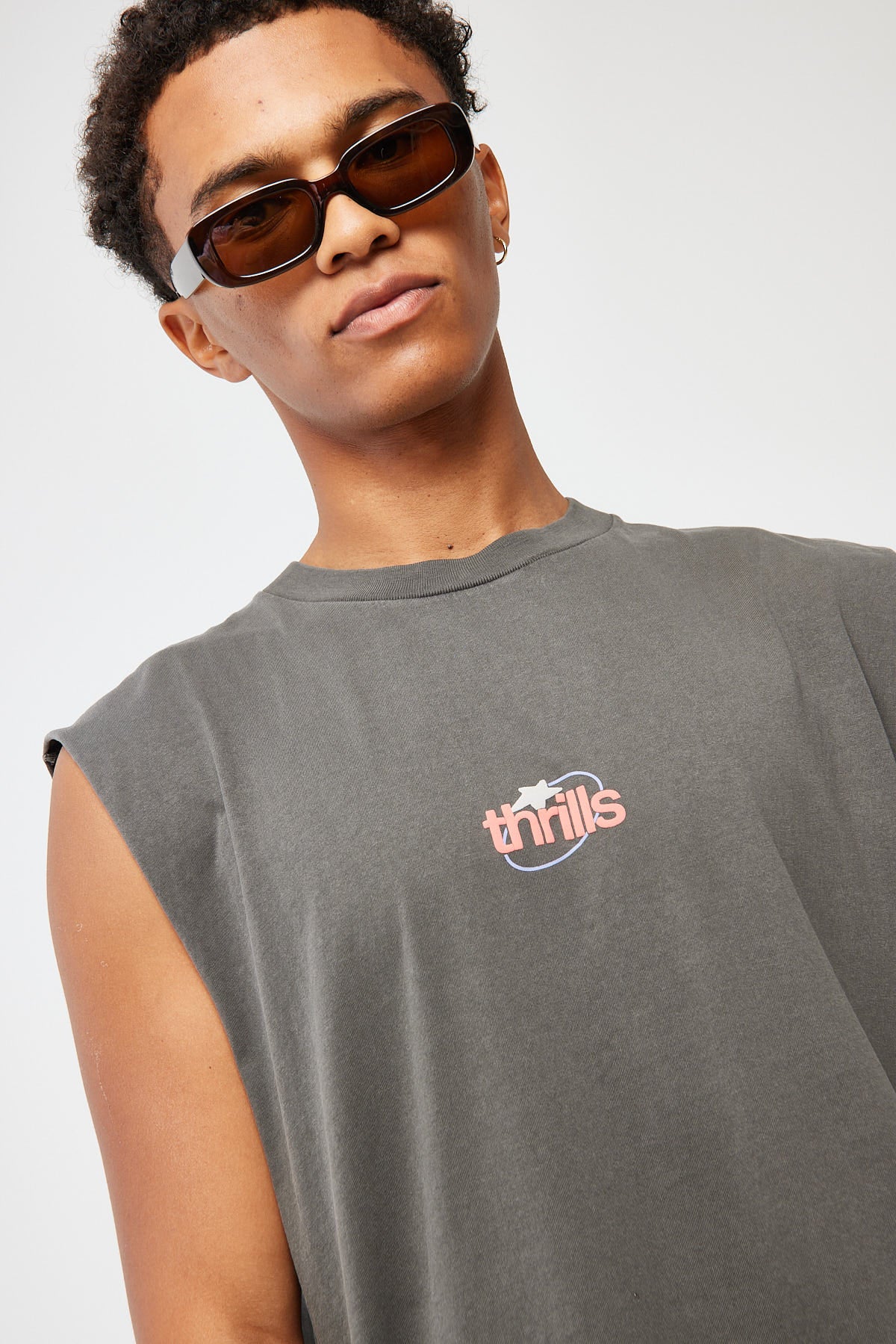 Thrills Tripple Fade Merch Fit Muscle Tee Black