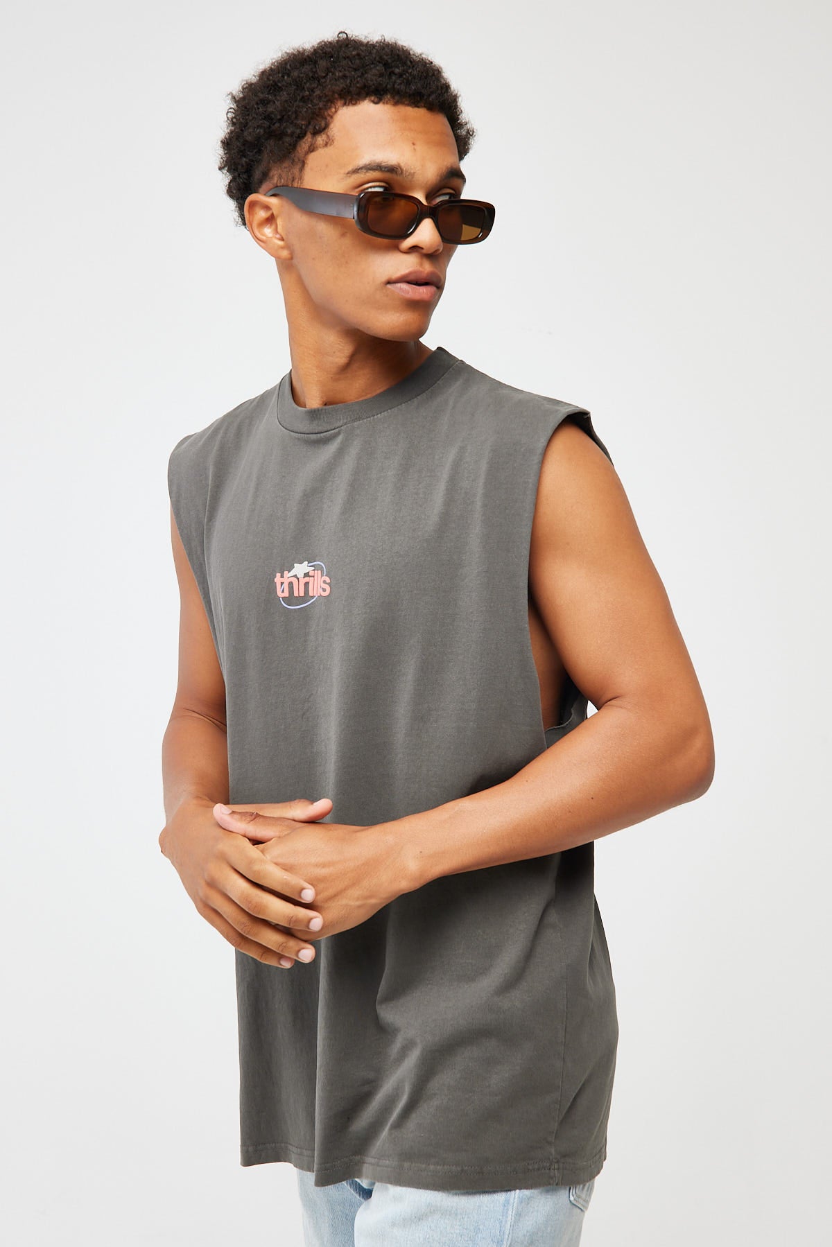 Thrills Tripple Fade Merch Fit Muscle Tee Black