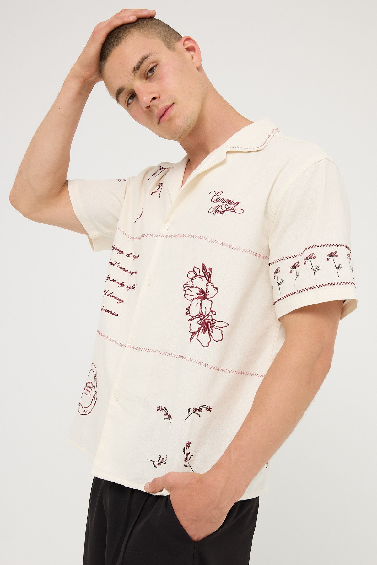 Common Need Chateau Embroidered Resort Shirt Ecru