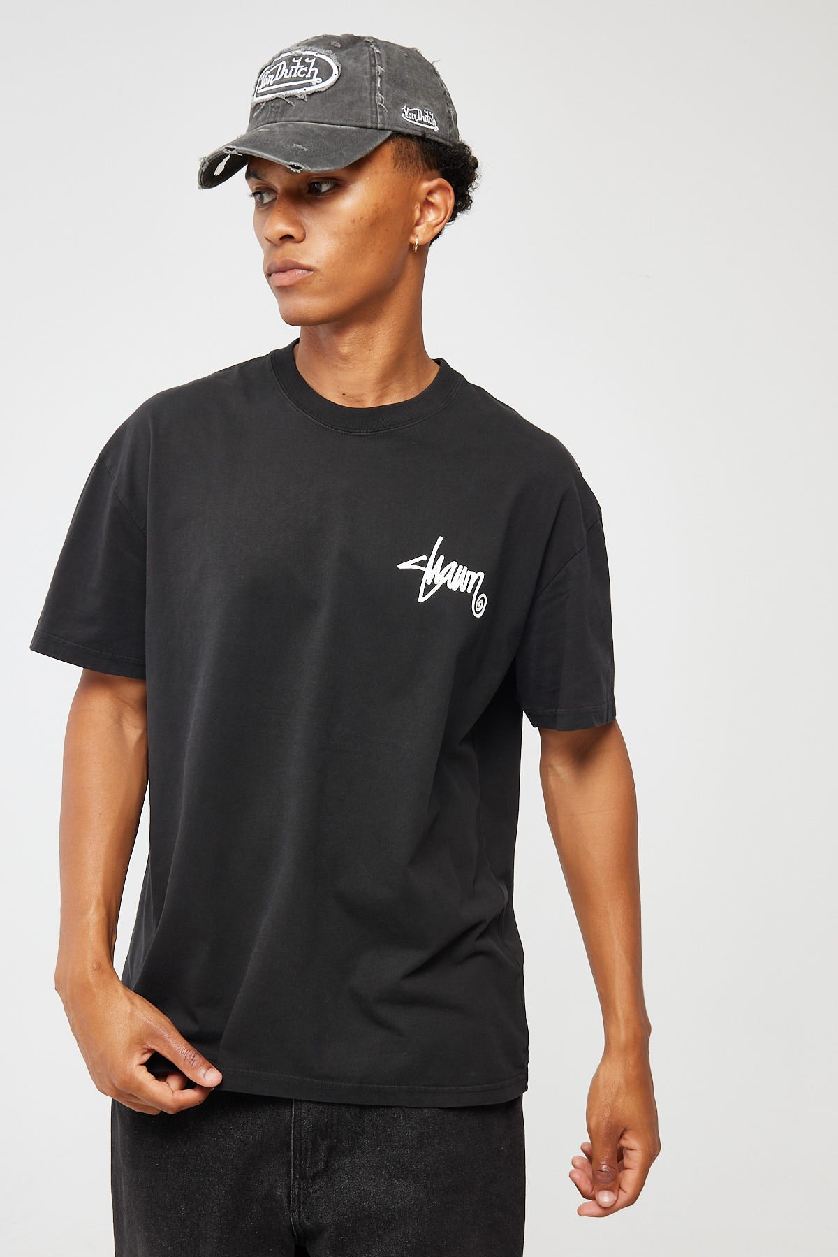 Sdouble Roots Dot Tee Washed Black