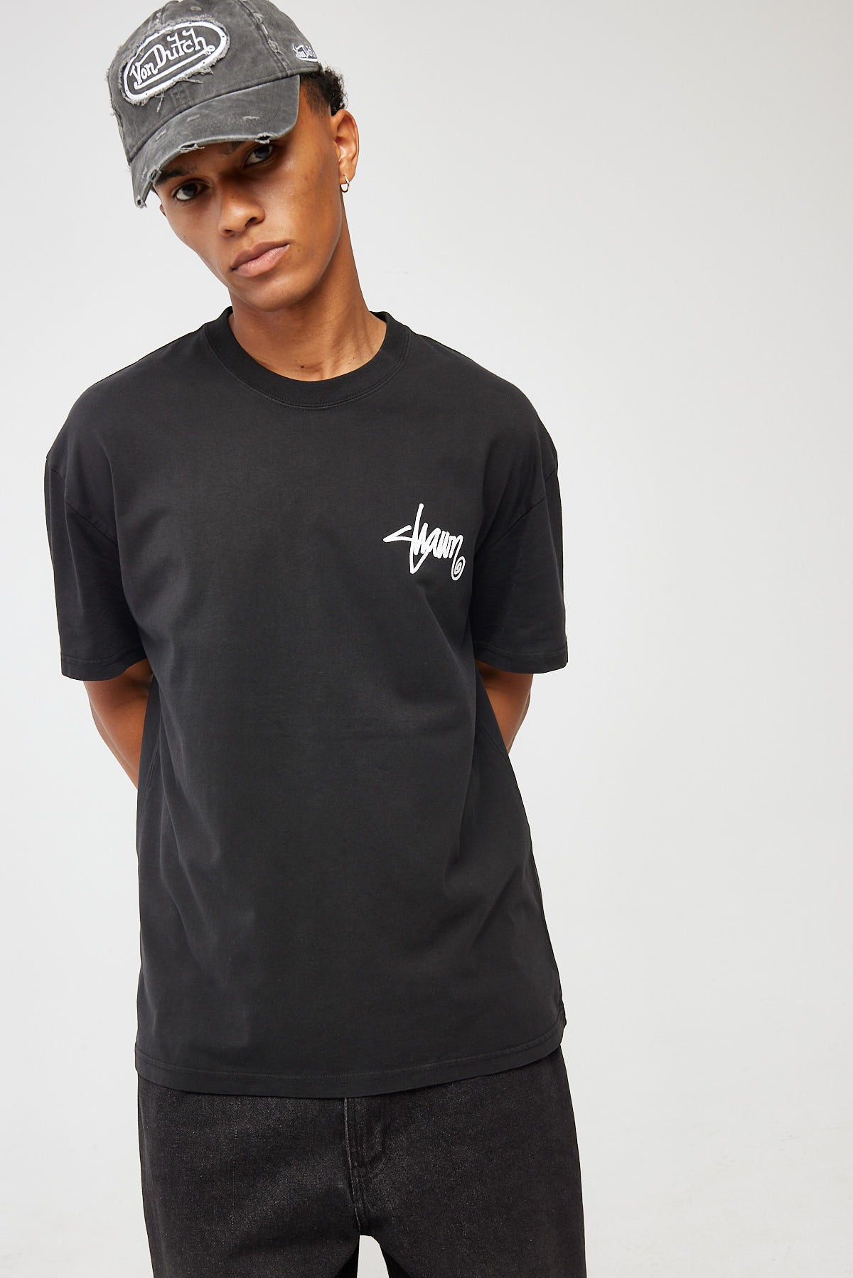 Sdouble Roots Dot Tee Washed Black