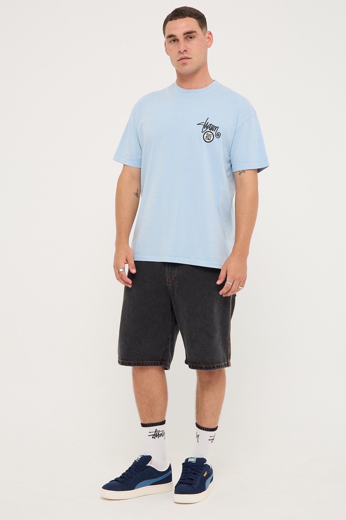 Sdouble Shawn Dot Tee Washed Blue