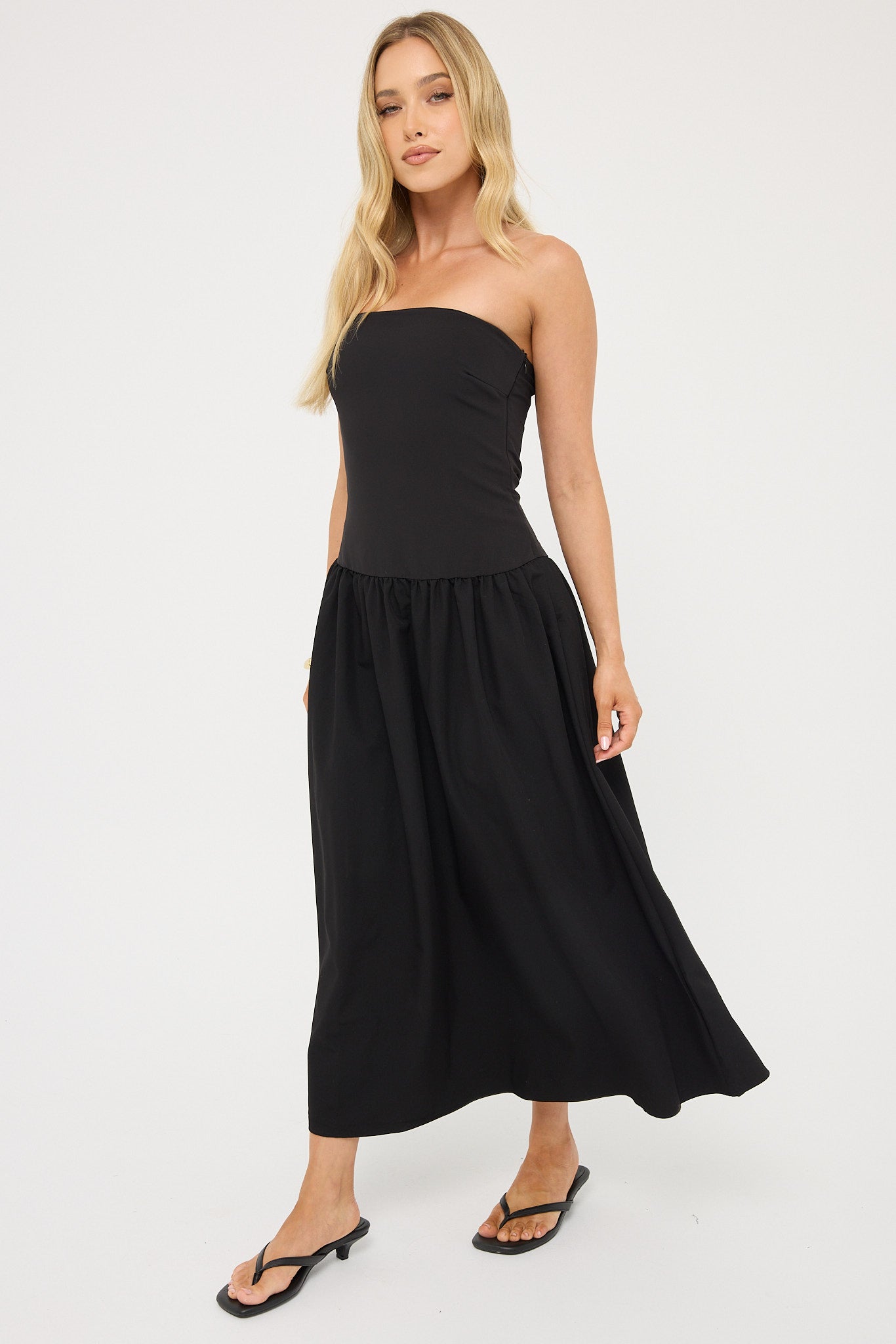 Perfect Stranger Winslet Strapless Midi Dress Black