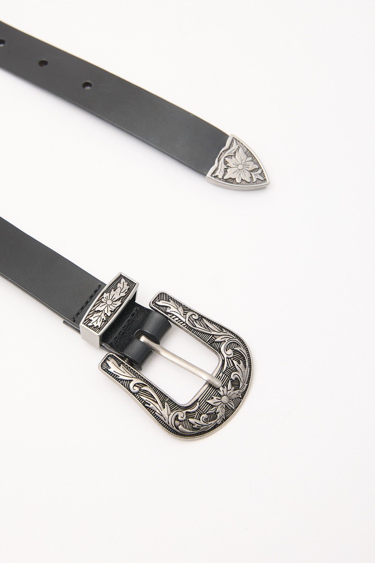 Common Need Western Leather Belt Black