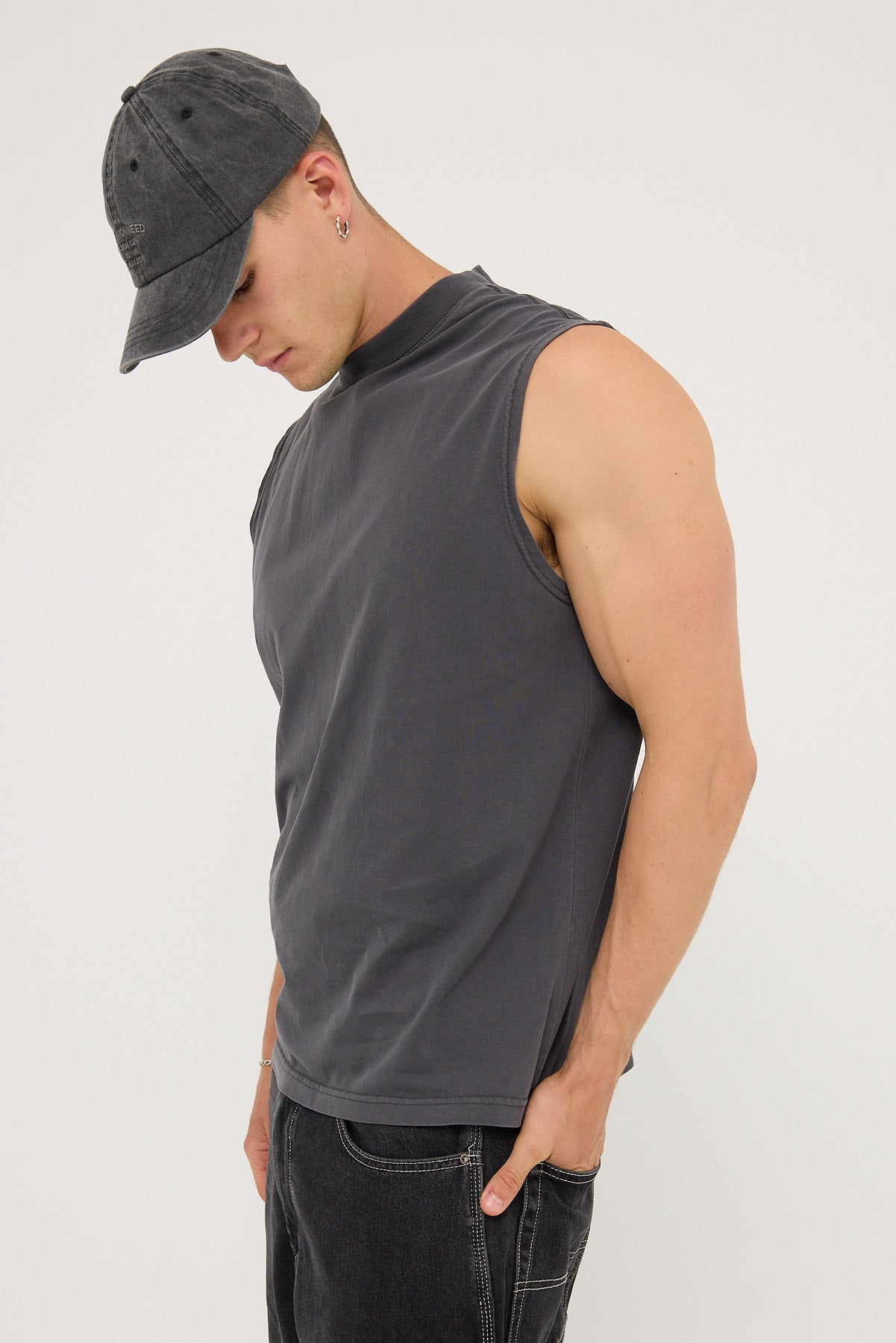 Open Archive Organic Boxy Muscle Tank Washed Black