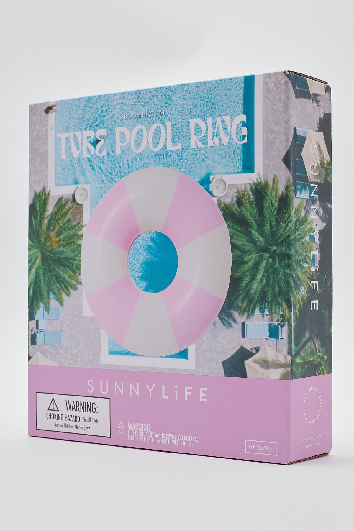 Sunnylife Tube Pool Ring Bubblegum Pink Stripe