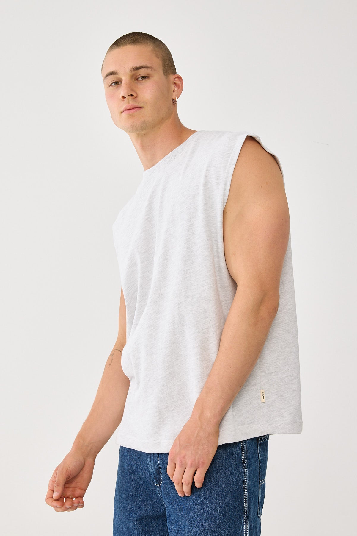 Common Need Brushed Cotton Muscle Tank Snow Marle