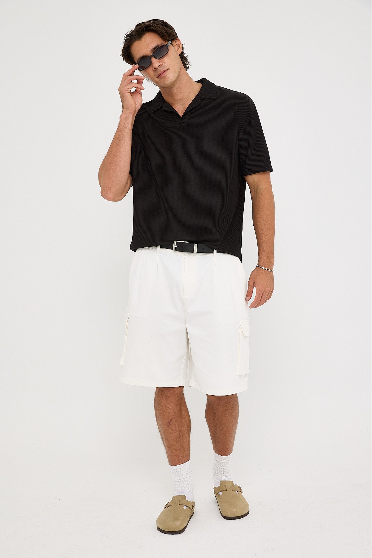 Common Need Austin Pleated Polo Black