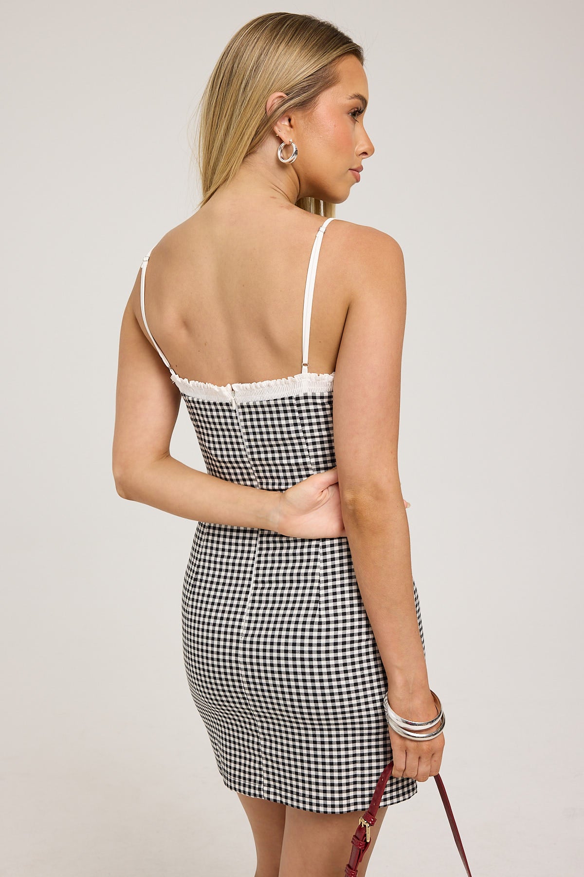 Lioness Bardot Gingham Mini Black Check