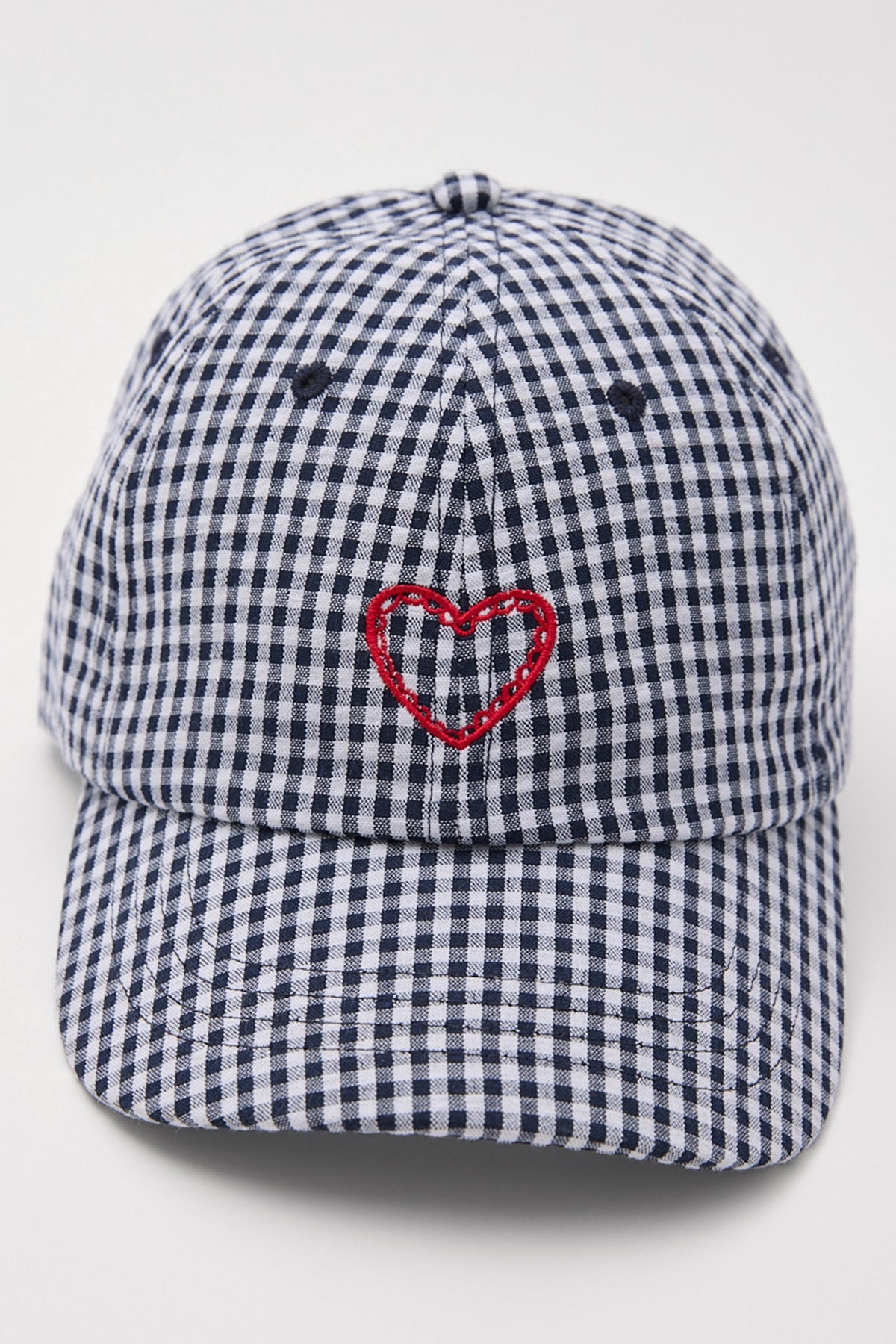 Token Gingham Hearts Dad Cap Navy Gingham