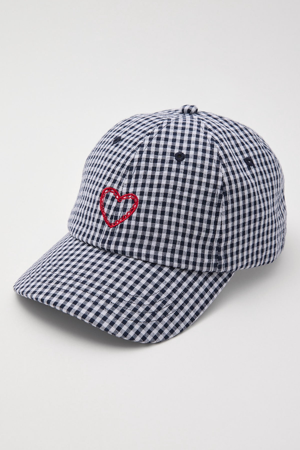 Token Gingham Hearts Dad Cap Navy Gingham