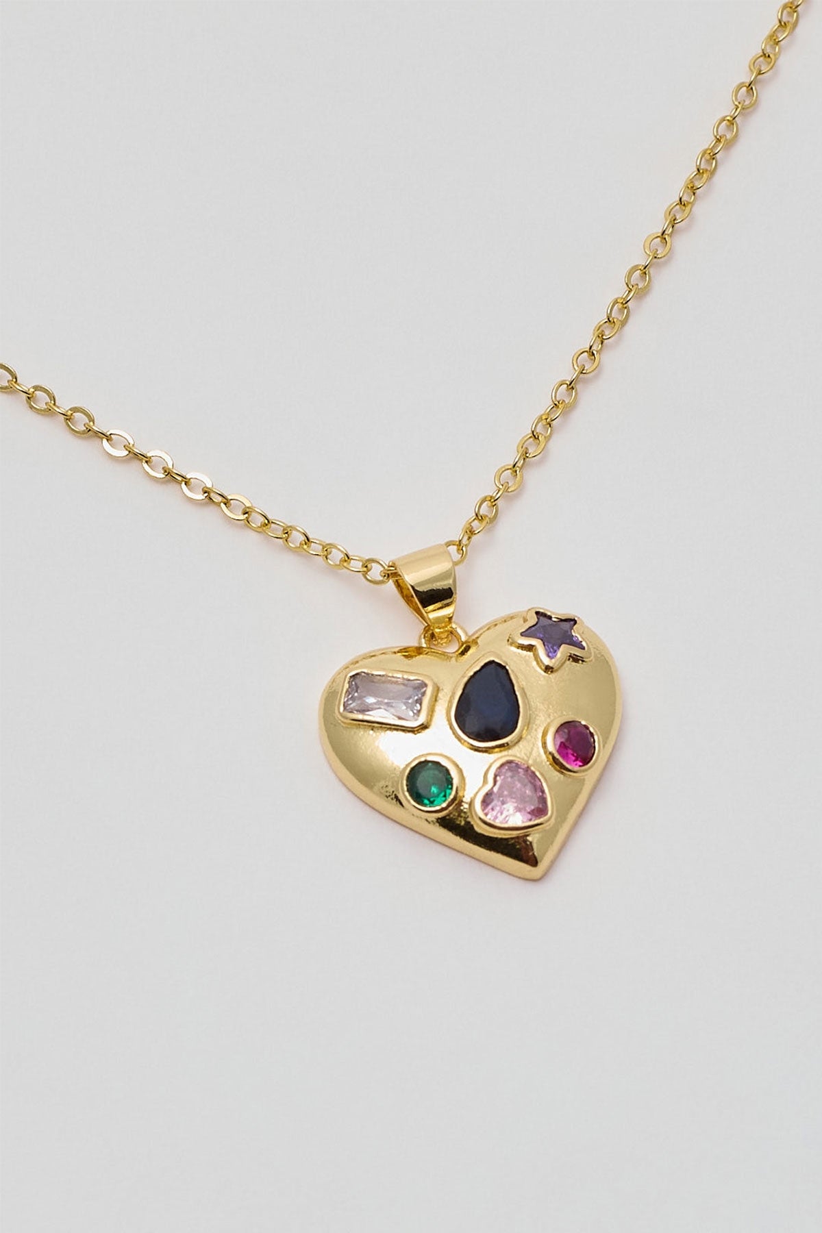 Token Indigo Gem Heart Necklace Gold