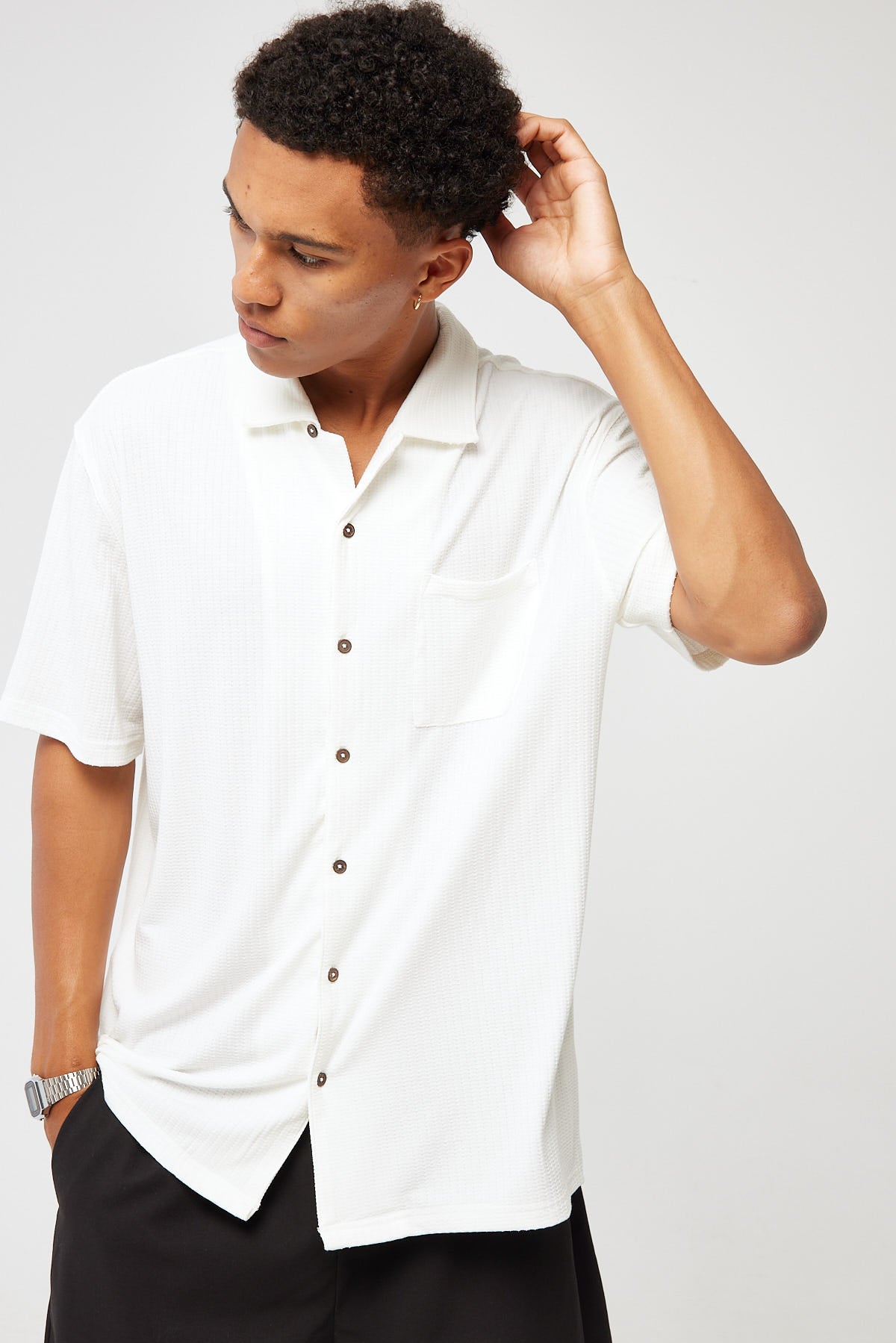 Common Need Studio Recycled Resort Collar Shirt Off White