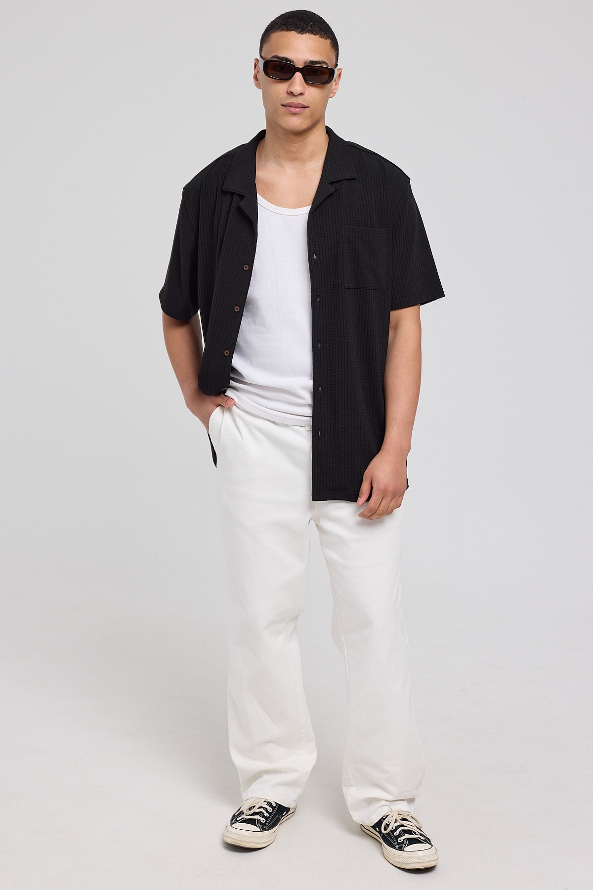 Common Need Studio Recycled Resort Collar Shirt Black