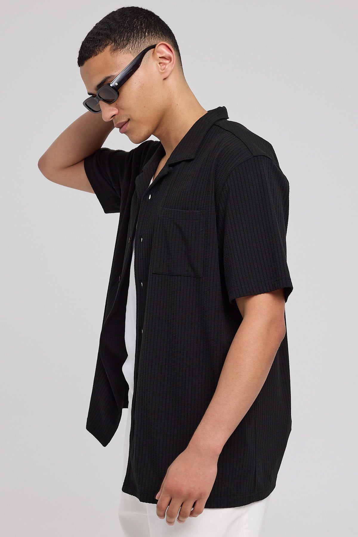 Common Need Studio Recycled Resort Collar Shirt Black