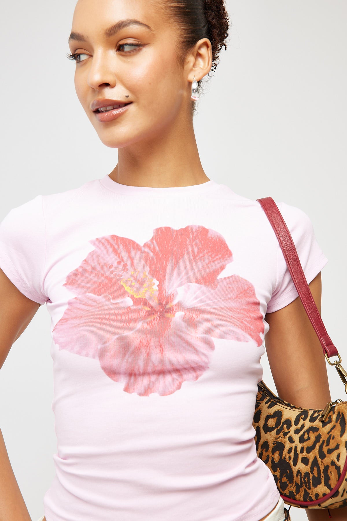 Luck & Trouble Dahlia Flower Baby Tee Pink