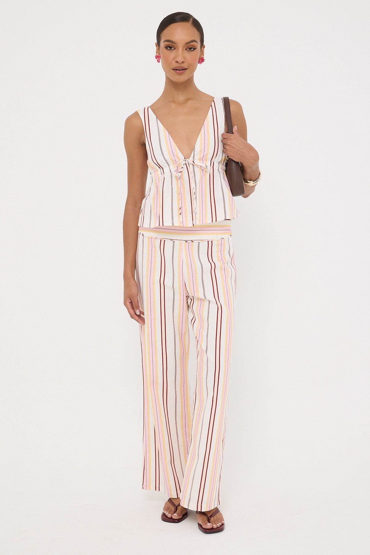 Perfect Stranger Palermo Tie Up Stripe Top Multi Stripe