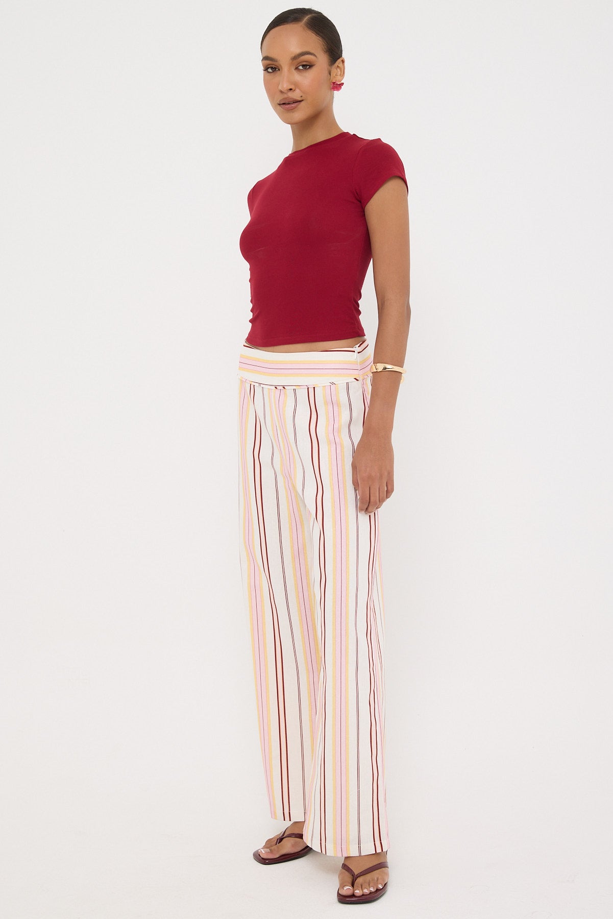 Perfect Stranger Palermo Mid Rise Stripe Pant Multi Stripe