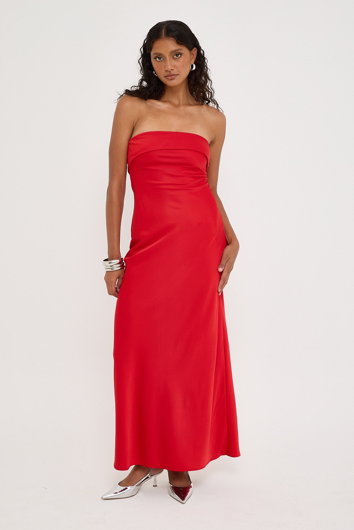 Perfect Stranger Carly Strapless  Maxi Dress Red