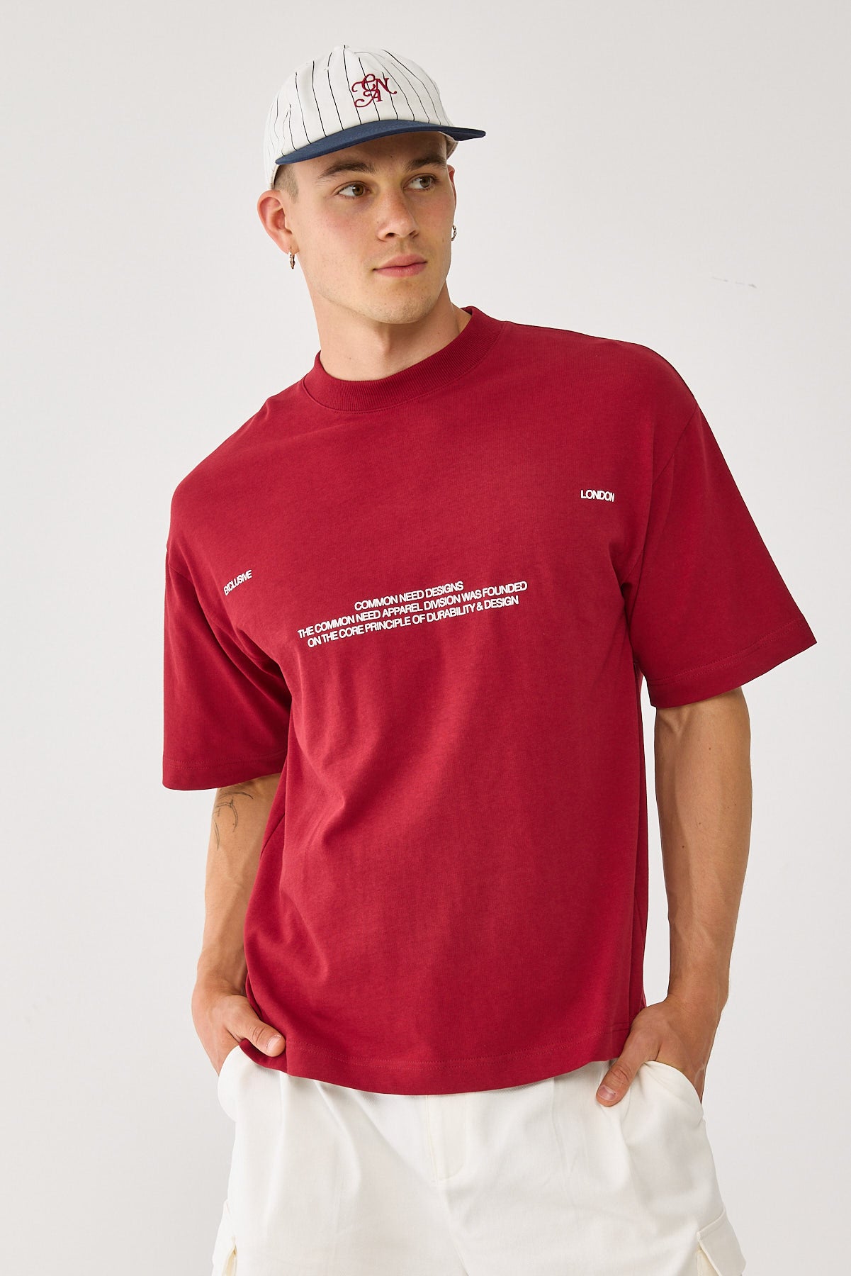 Common Need Distort Heavyweight Easy Tee Bordeaux