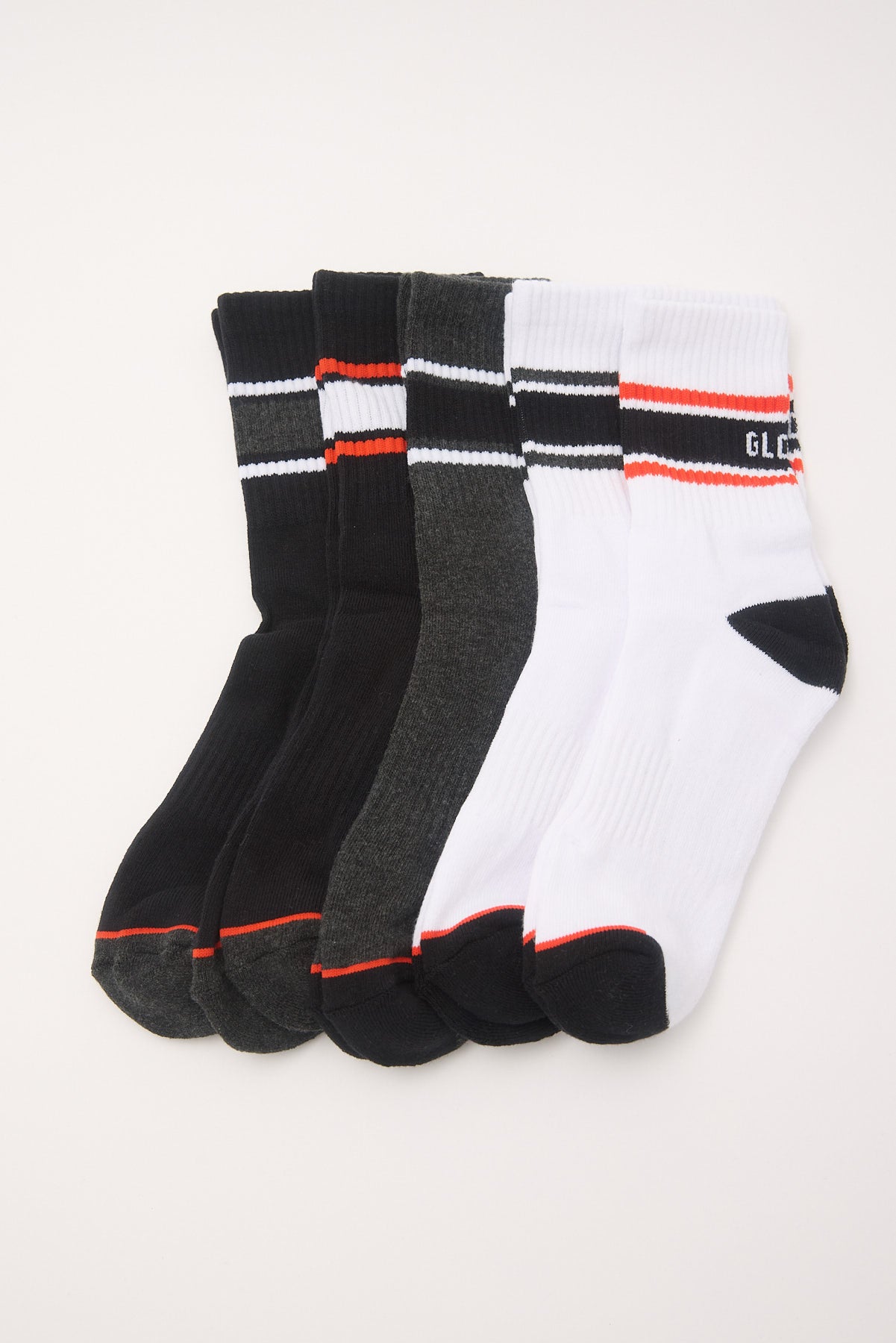 Globe Triple Stripe Crew Sock 5 Pack Assorted