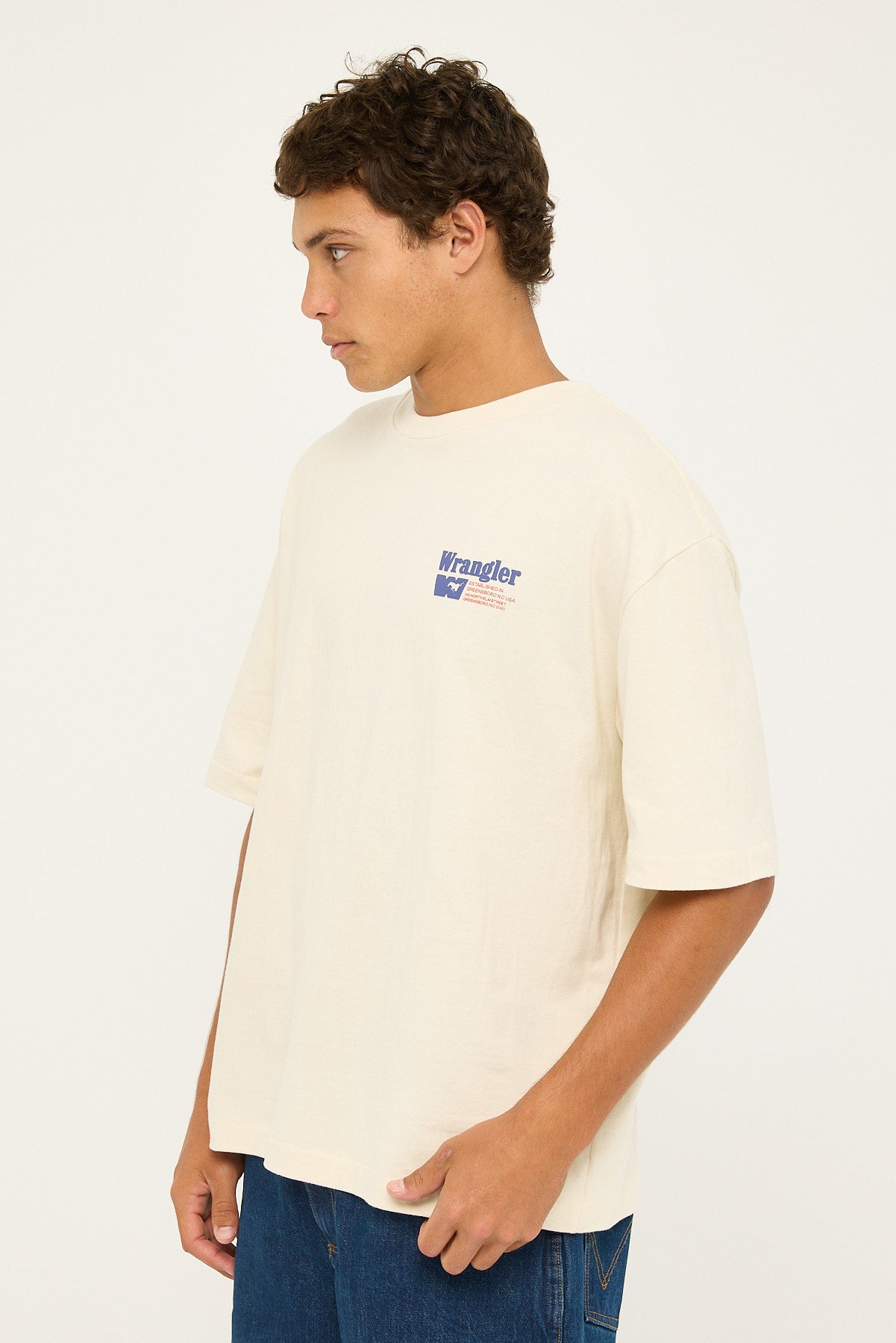 Wrangler Race Track Boxcar Tee Ecru