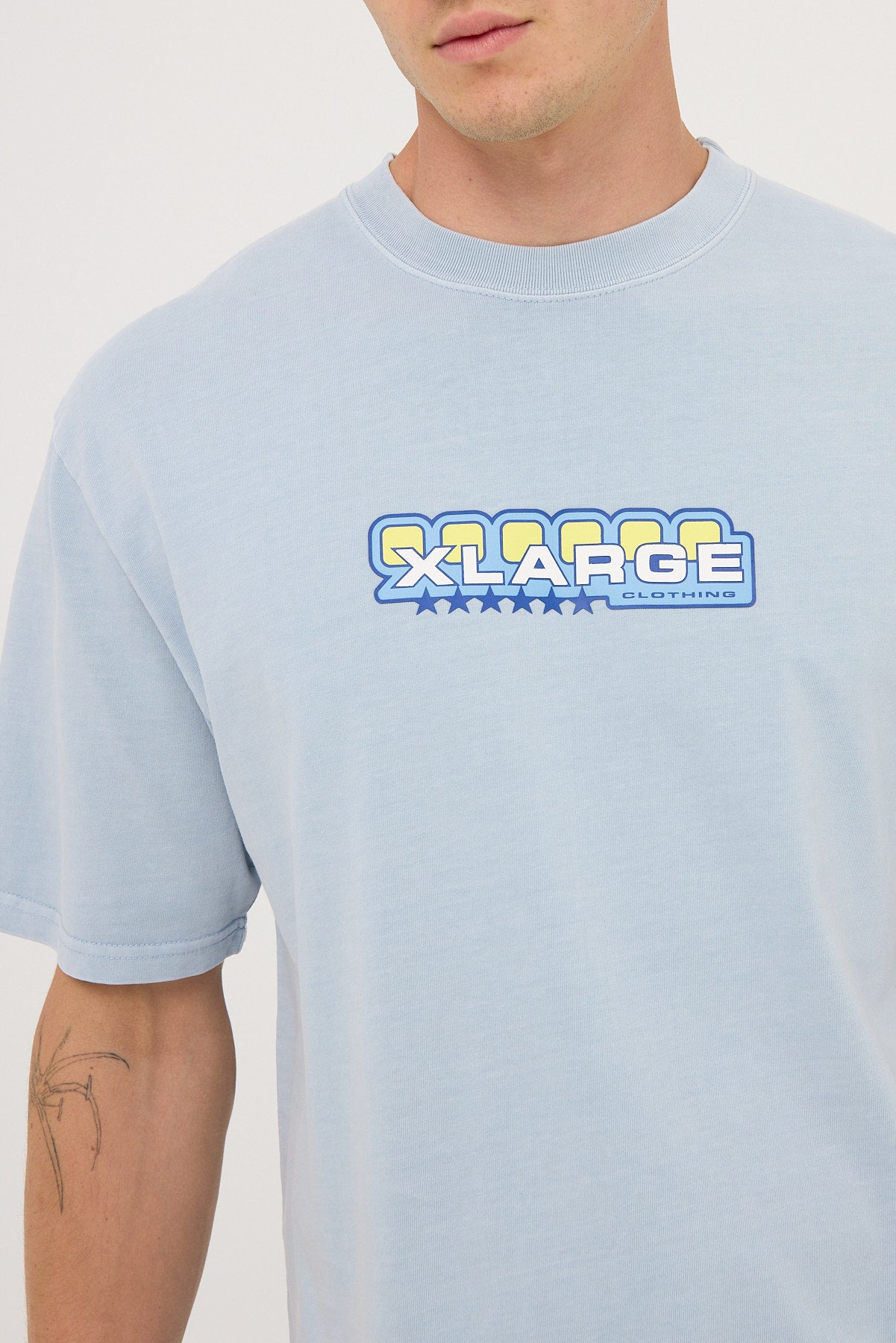 Xlarge Six Stars Boxy SS Tee Pigment Bleach Blue