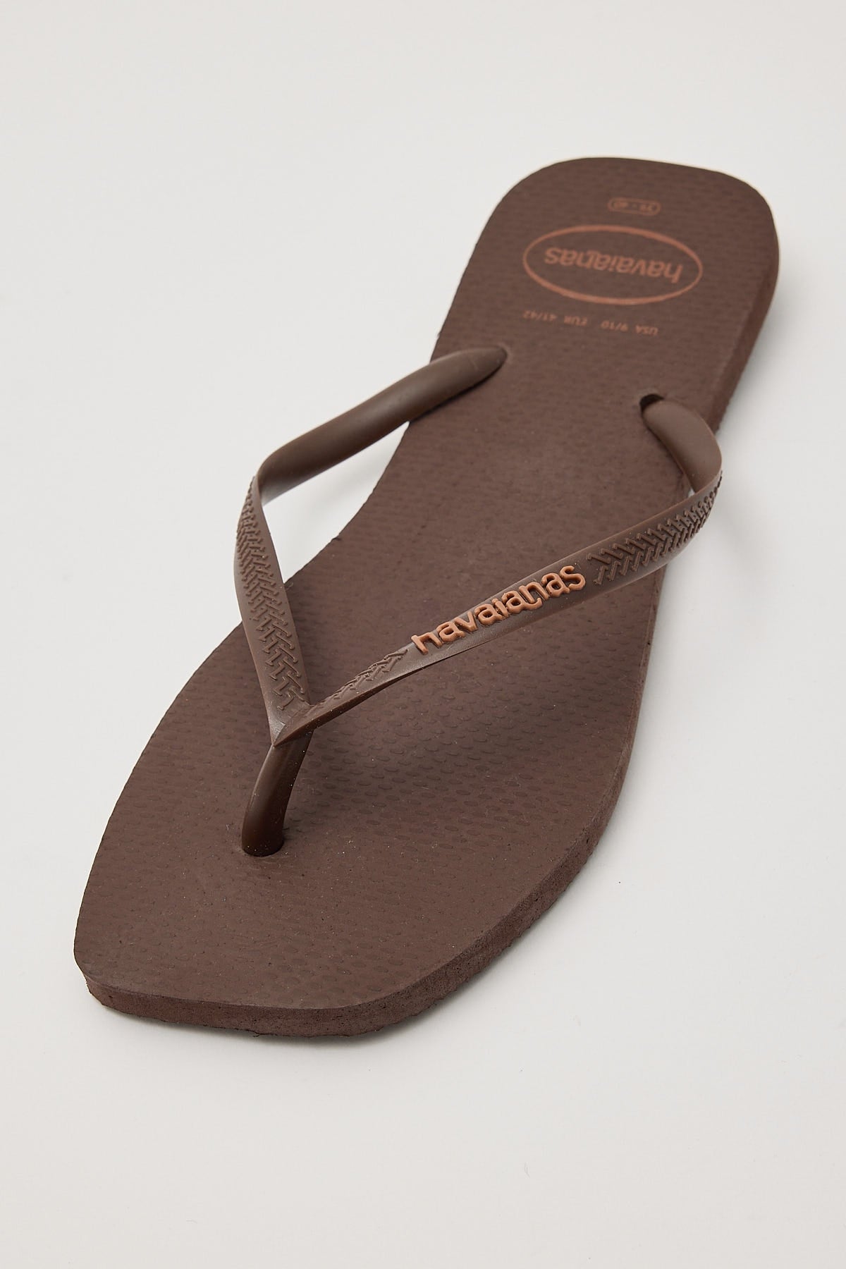 Havaianas Slim Square Logo Pop Up Thong Dark Brown