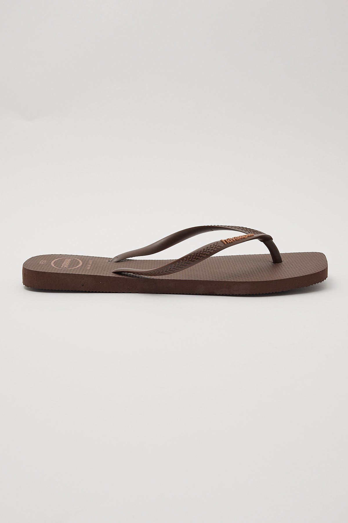 Havaianas Slim Square Logo Pop Up Thong Dark Brown