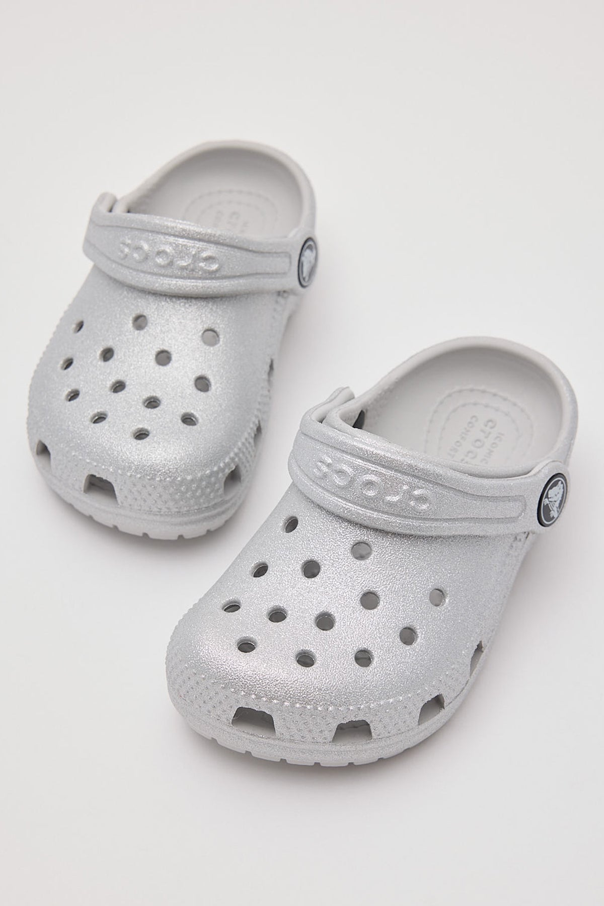 Crocs Classic Glitter Clog Toddler Silver Glitter