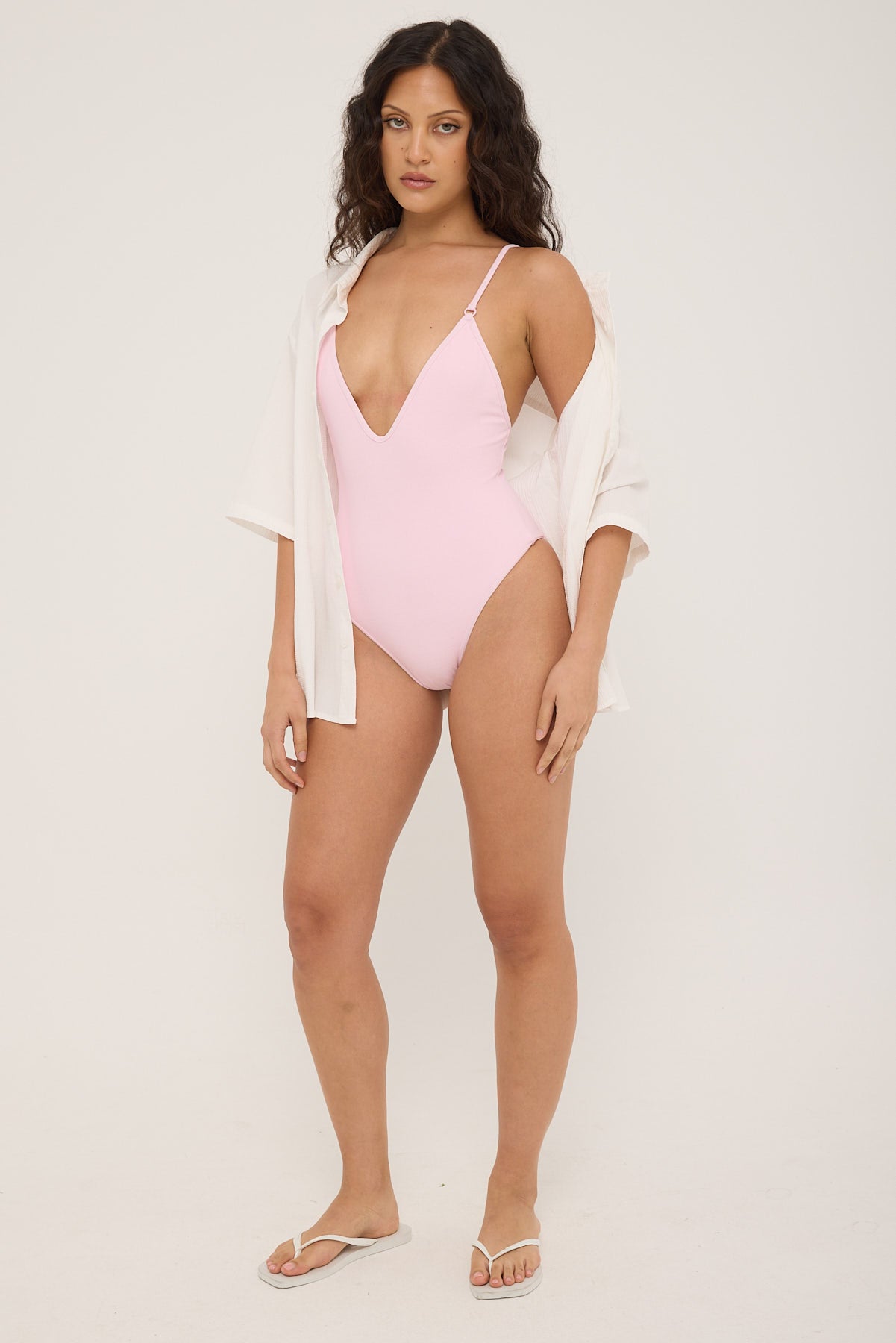 Perfect Stranger Spice Crinkle One Piece Bodysuit Pink