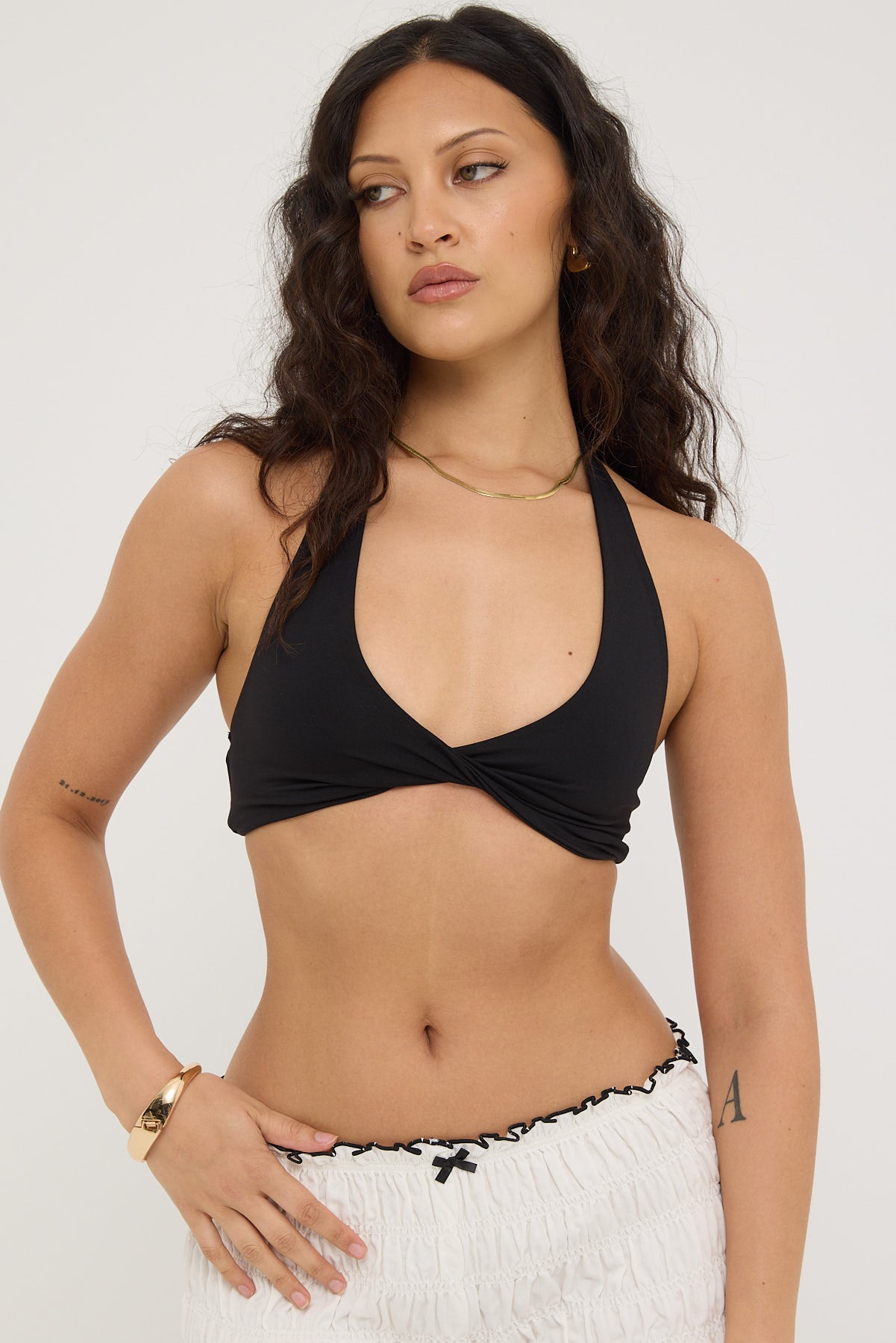 L&t Recycled Halter Twist Bralette Black