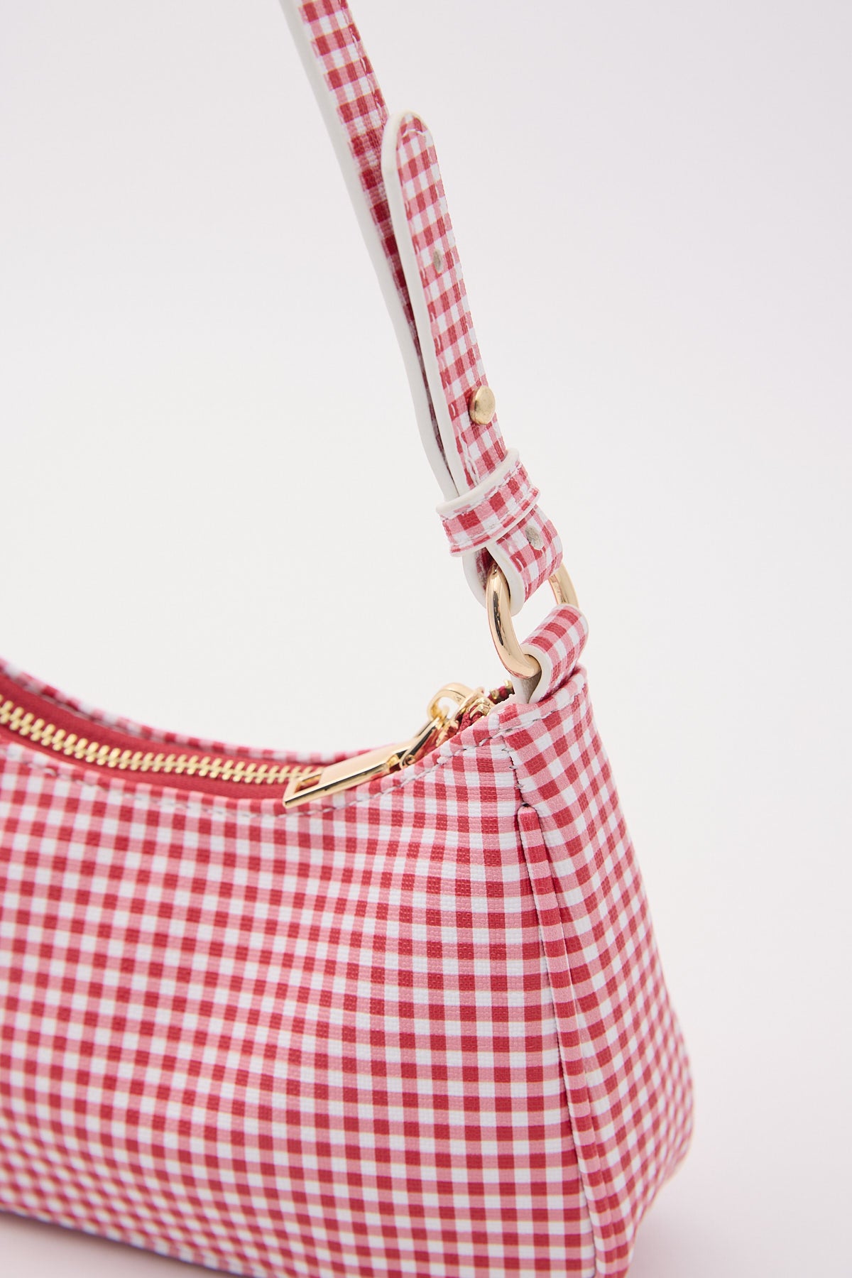 Token Mini Gingham Pochette Shoulder Bag Red Print