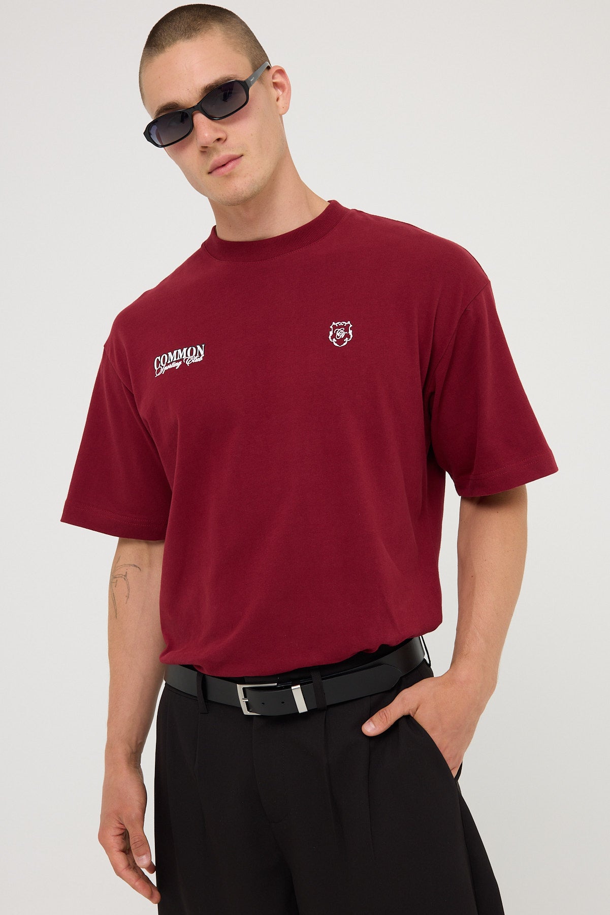 Common Need Sporting Brushed Easy Tee Burgundy