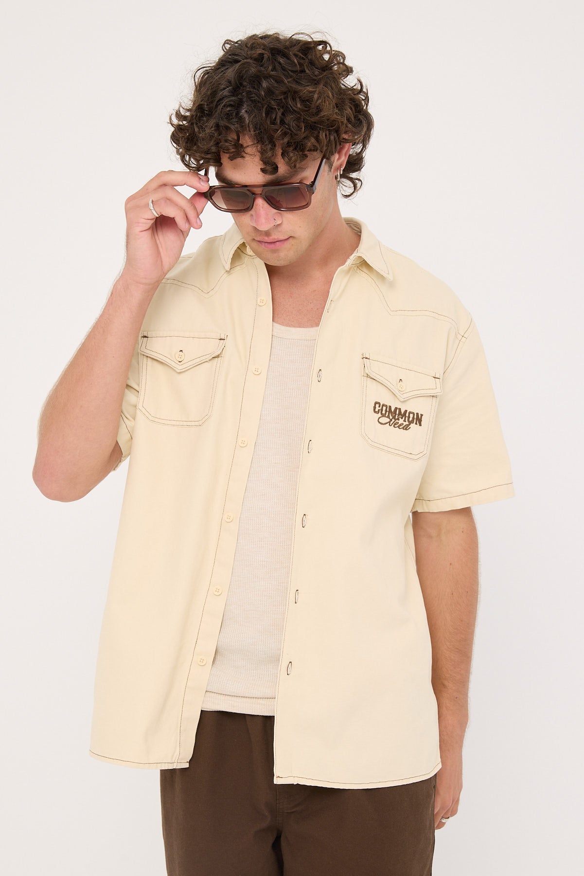 Common Need Outlaw Western Shirt Off White