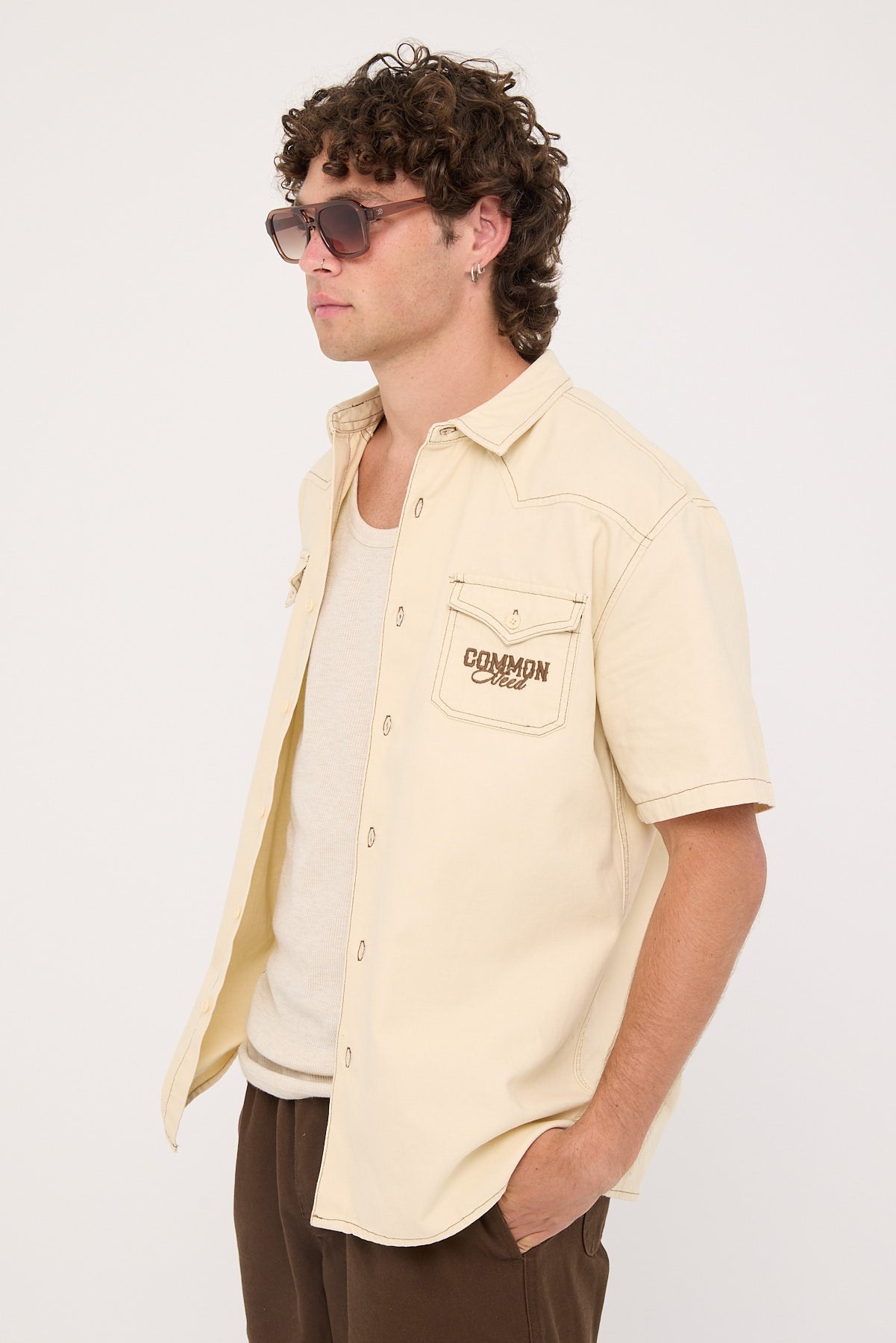 Common Need Outlaw Western Shirt Off White