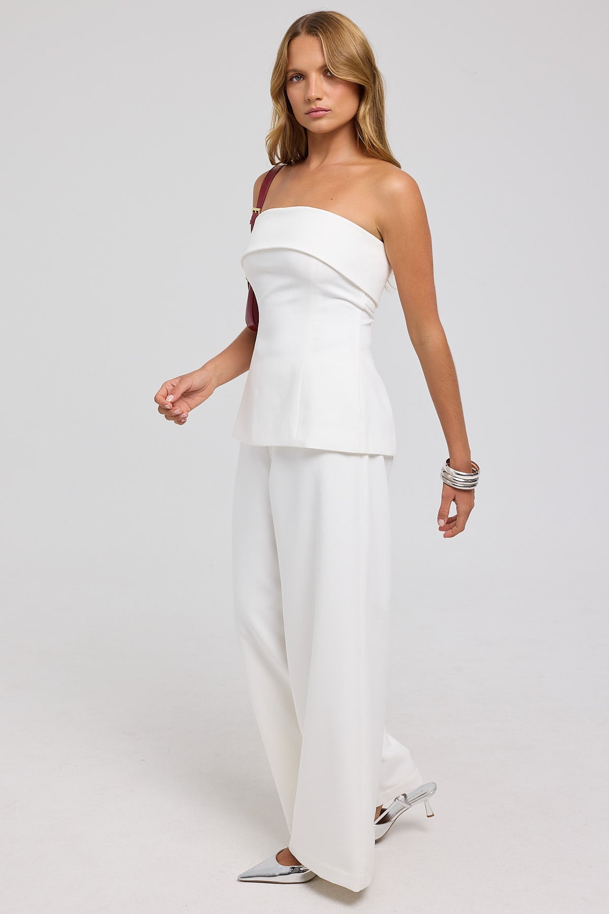 Perfect Stranger Cannes Mid Rise Relaxed Pant White